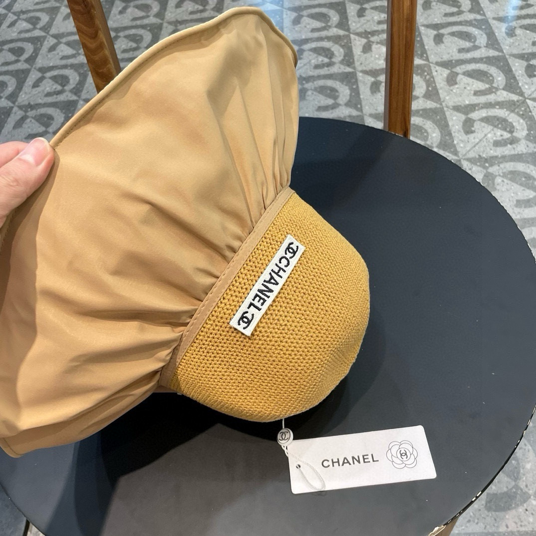  Chanel 夏季黑胶蝴蝶结遮阳帽女镂空草帽防紫外线大檐遮脸防晒太阳渔夫帽