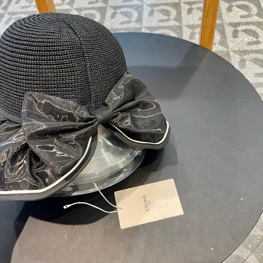 赛琳Celine帽子女夏季防晒遮阳防紫外线镂空渔夫帽户外百搭出游太阳帽大帽檐
