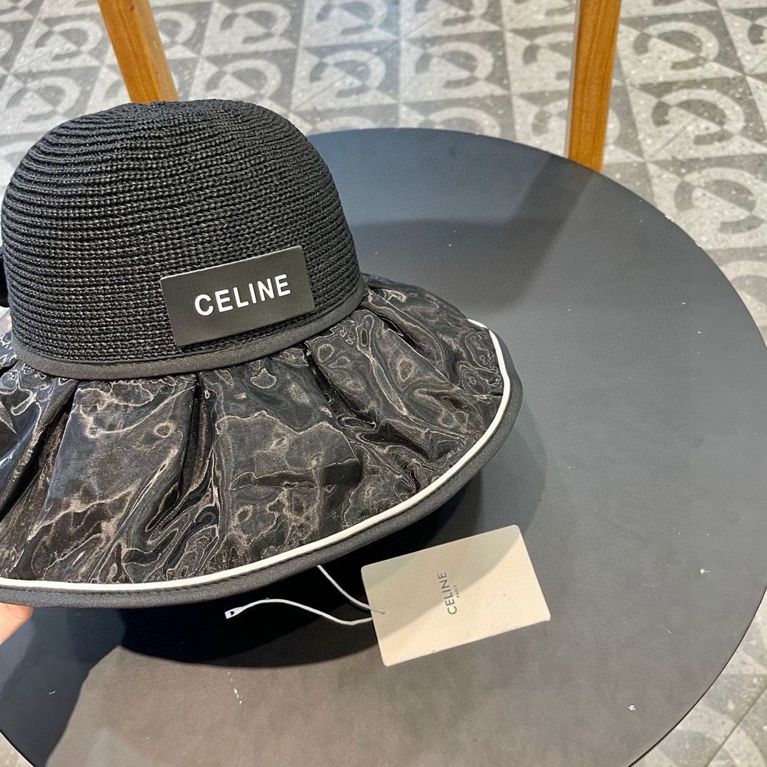  赛琳Celine帽子女夏季防晒遮阳防紫外线镂空渔夫帽户外百搭出游太阳帽大帽檐