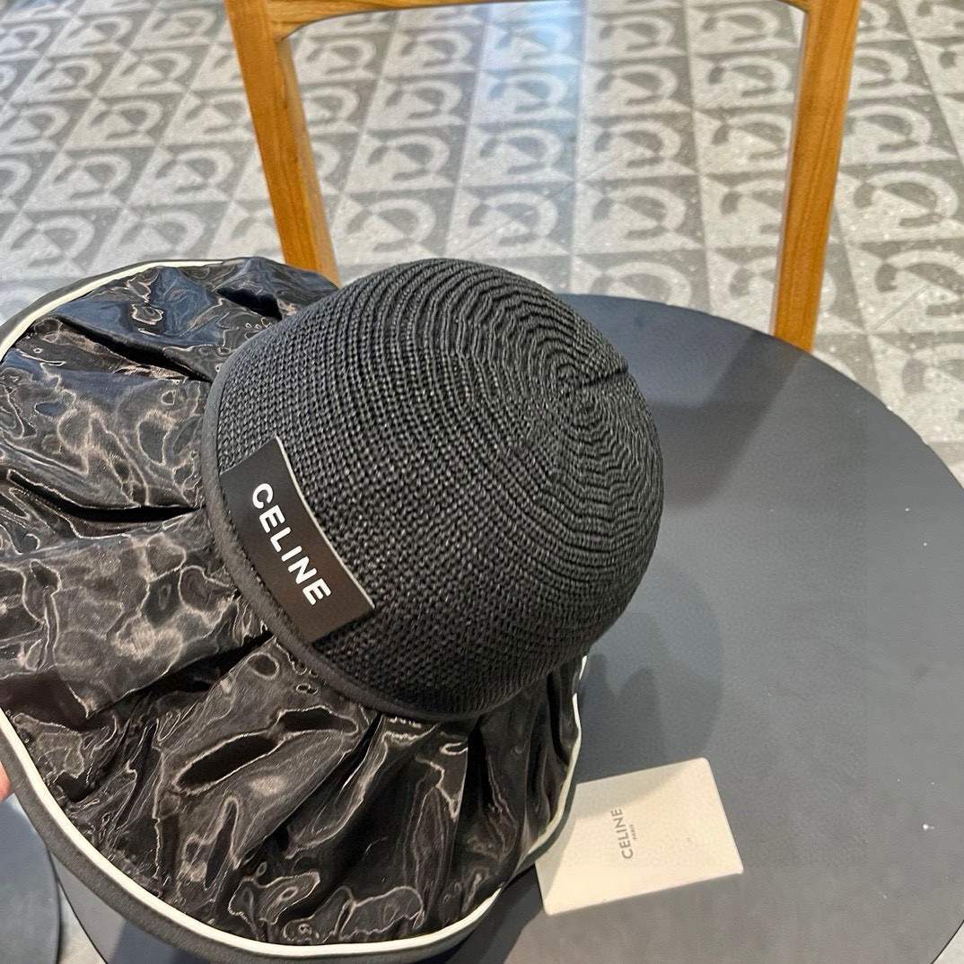  赛琳Celine帽子女夏季防晒遮阳防紫外线镂空渔夫帽户外百搭出游太阳帽大帽檐