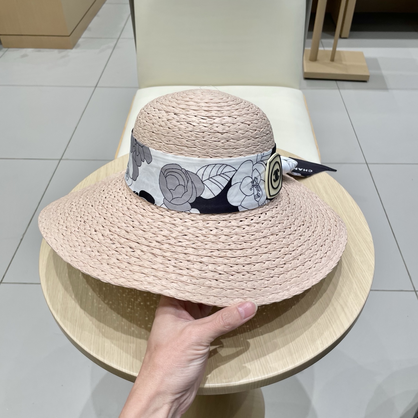  Chanel香奈儿草帽，丝带蝴蝶结盆帽，名媛风PP草帽，头围57c