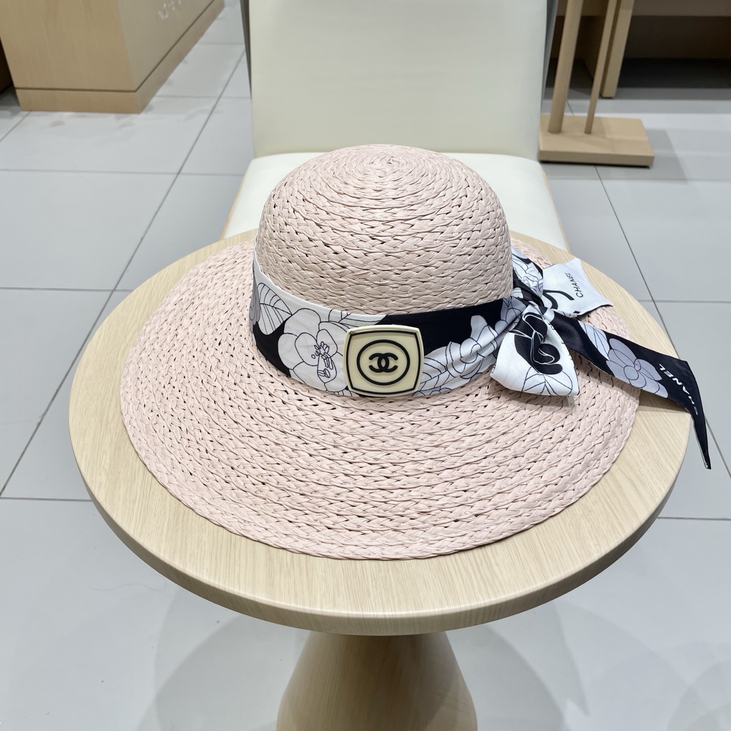  Chanel香奈儿草帽，丝带蝴蝶结盆帽，名媛风PP草帽，头围57c