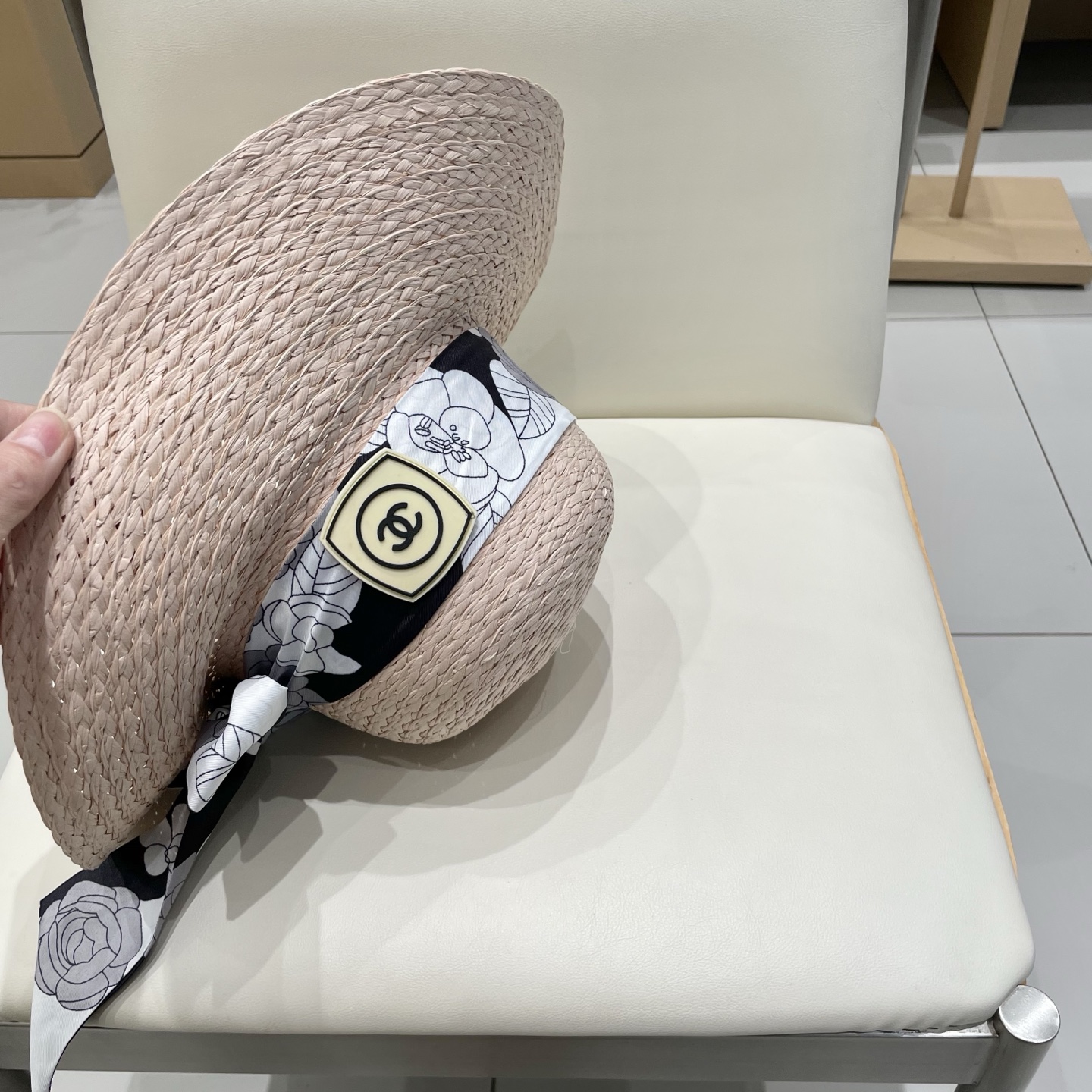  Chanel香奈儿草帽，丝带蝴蝶结盆帽，名媛风PP草帽，头围57c