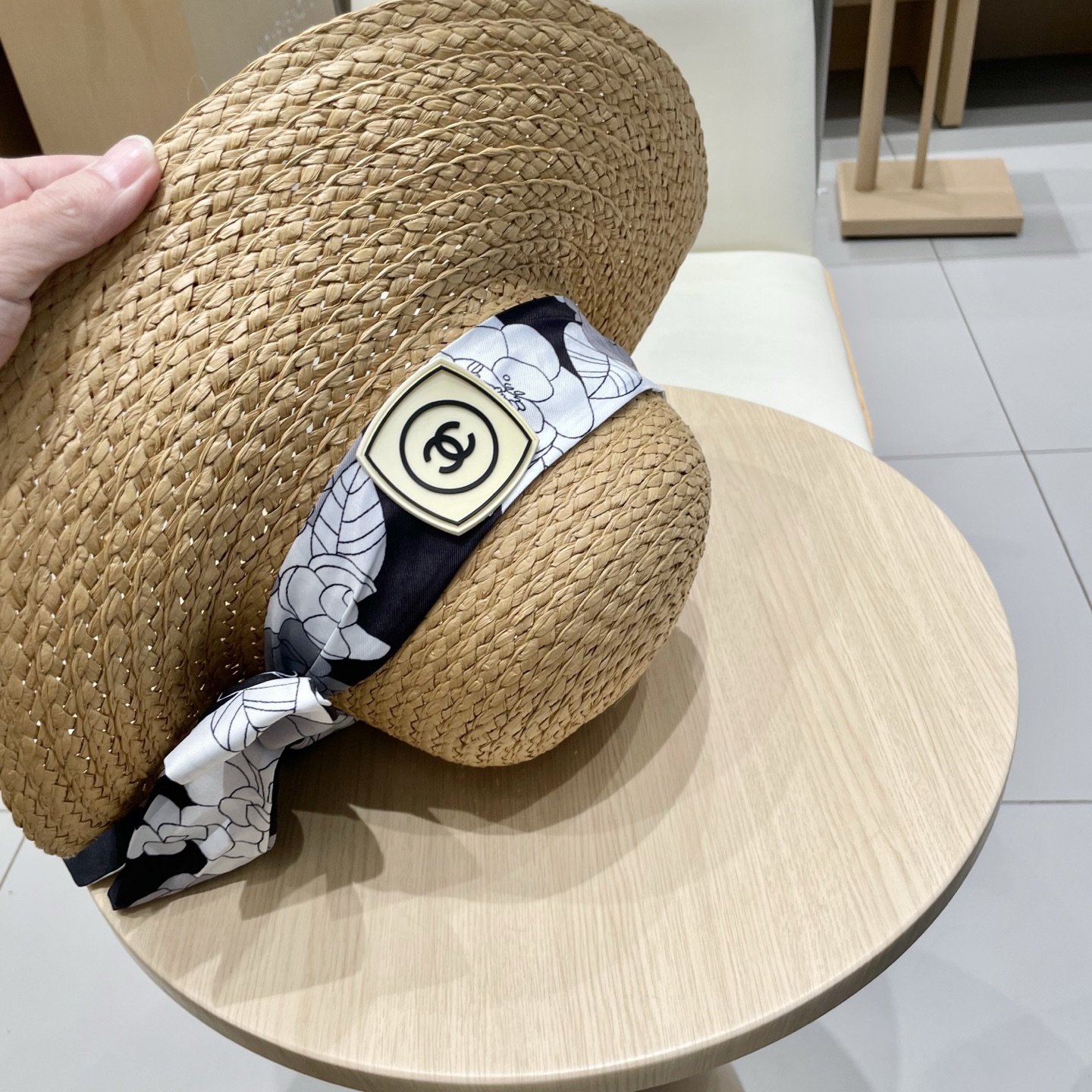  Chanel香奈儿草帽，丝带蝴蝶结盆帽，名媛风PP草帽，头围57c
