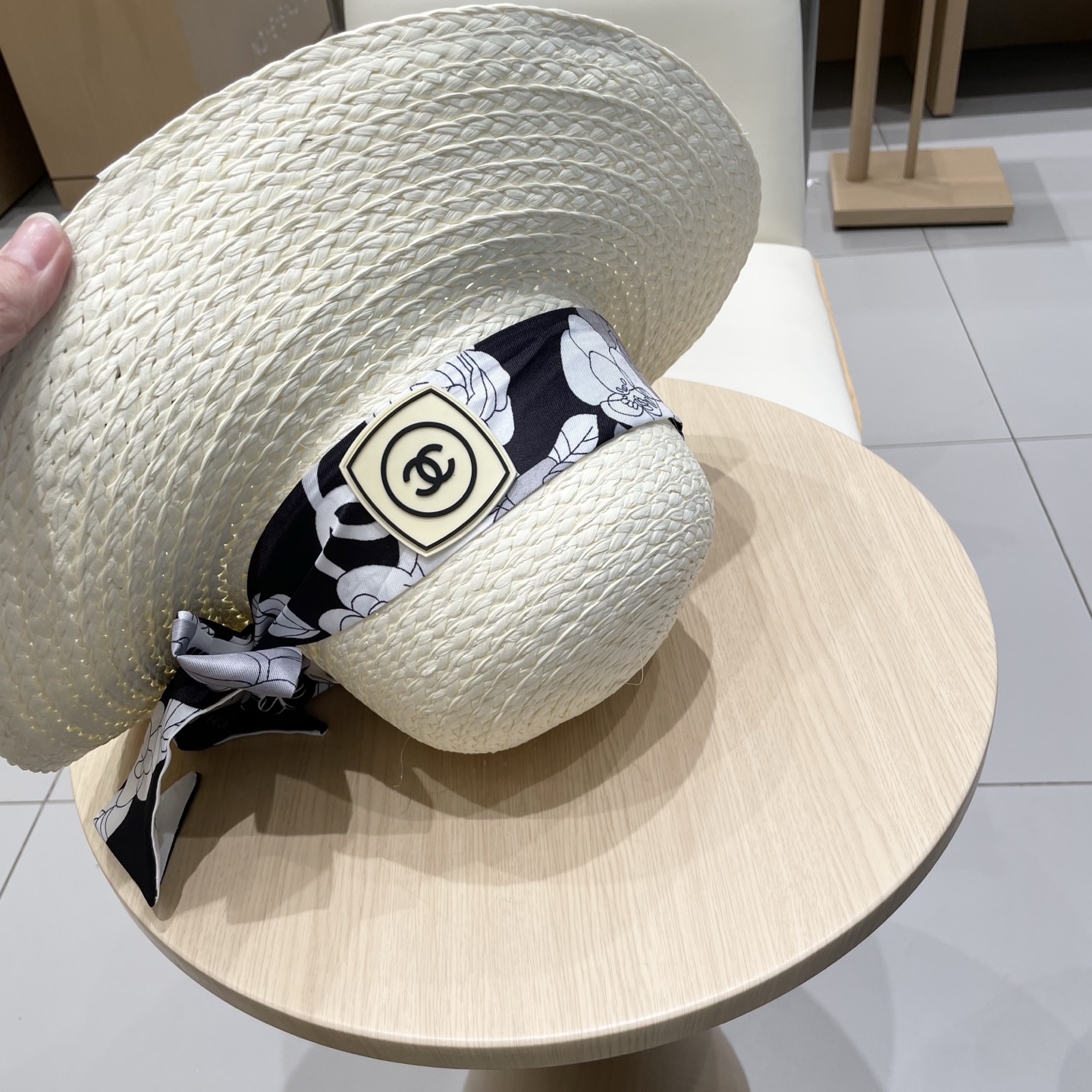  Chanel香奈儿草帽，丝带蝴蝶结盆帽，名媛风PP草帽，头围57c