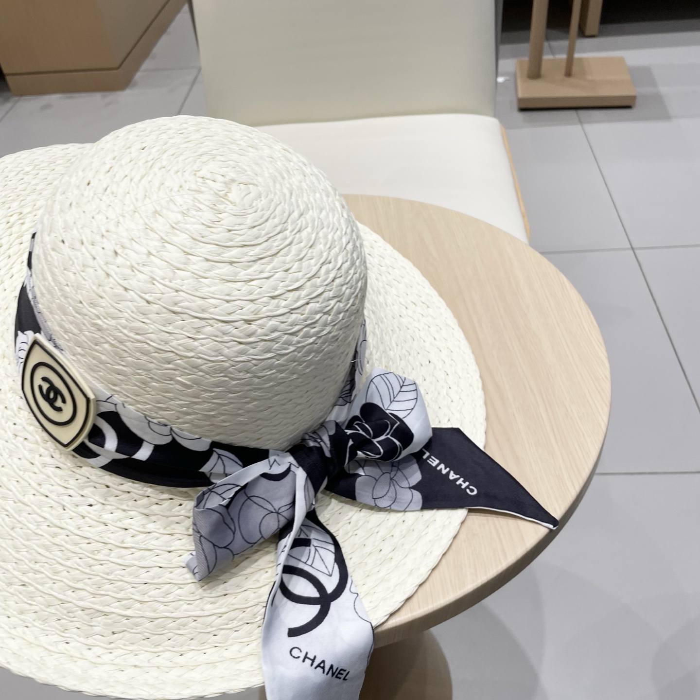  Chanel香奈儿草帽，丝带蝴蝶结盆帽，名媛风PP草帽，头围57c