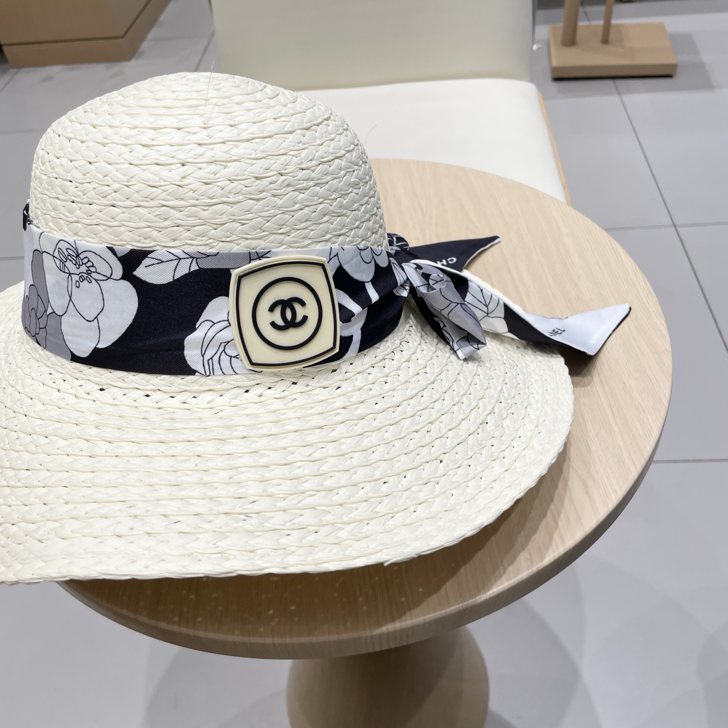  Chanel香奈儿草帽，丝带蝴蝶结盆帽，名媛风PP草帽，头围57c