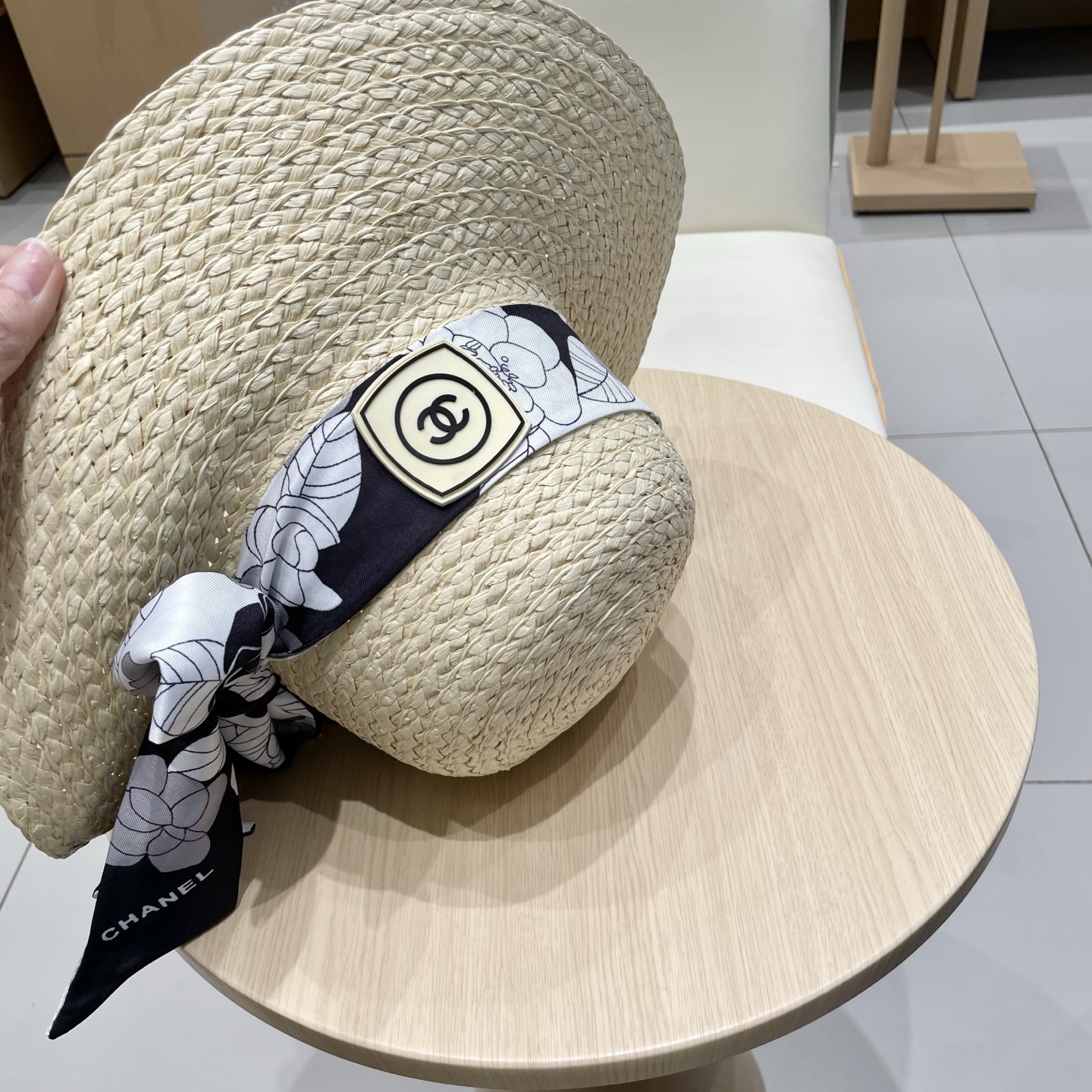  Chanel香奈儿草帽，丝带蝴蝶结盆帽，名媛风PP草帽，头围57c