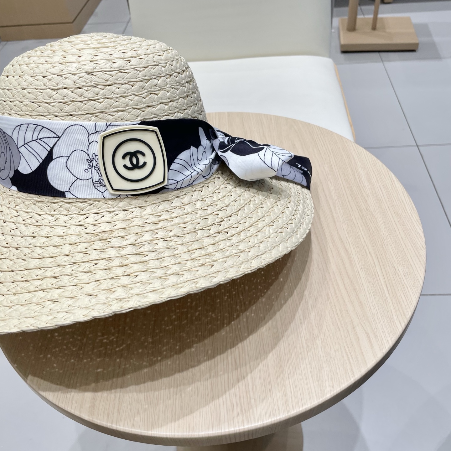  Chanel香奈儿草帽，丝带蝴蝶结盆帽，名媛风PP草帽，头围57c
