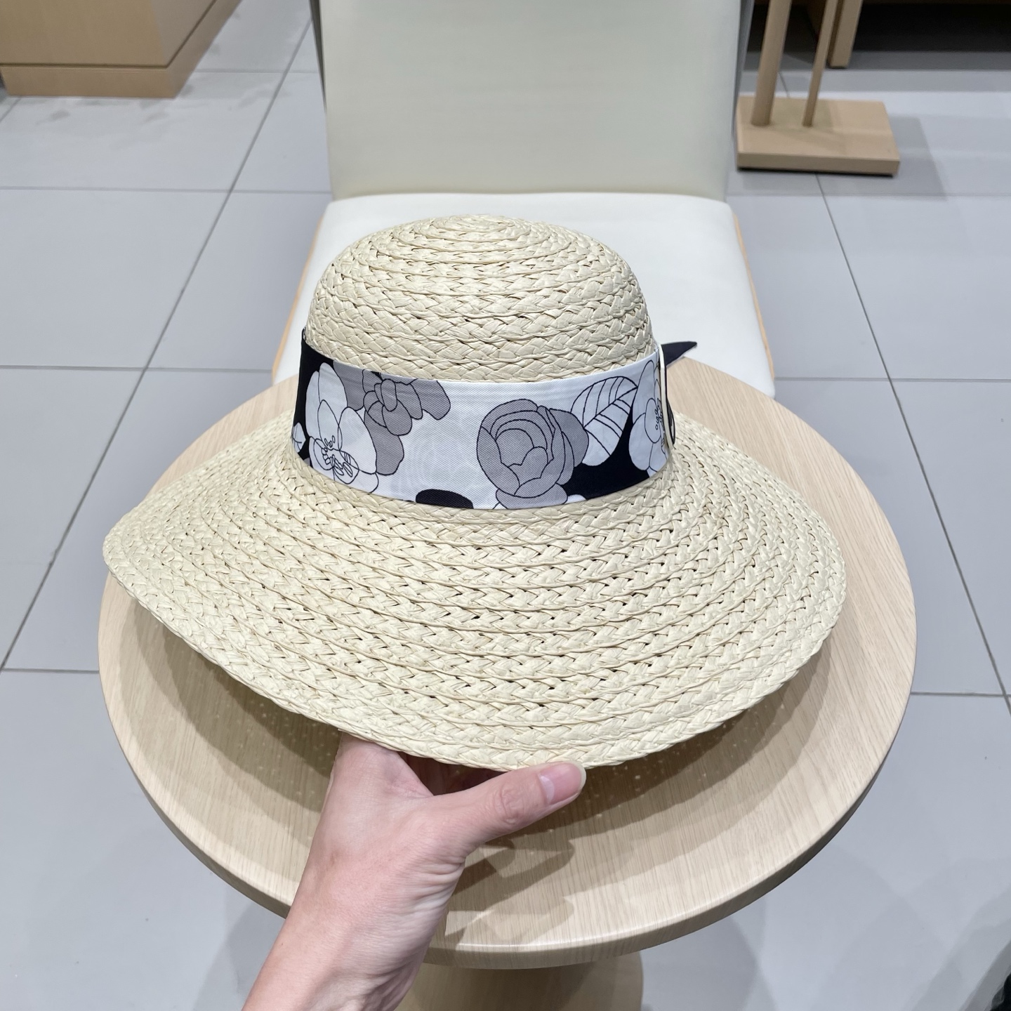  Chanel香奈儿草帽，丝带蝴蝶结盆帽，名媛风PP草帽，头围57c