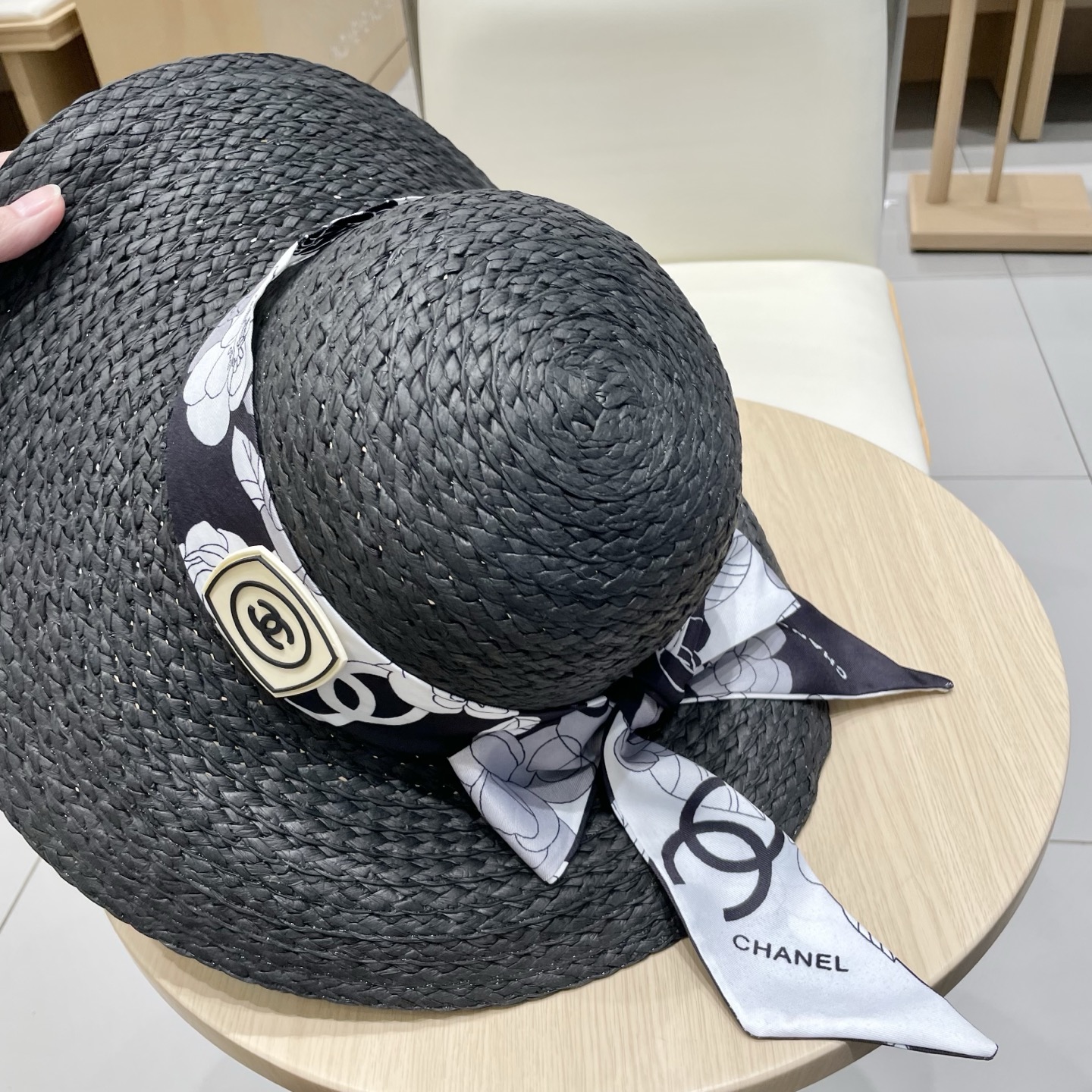  Chanel香奈儿草帽，丝带蝴蝶结盆帽，名媛风PP草帽，头围57c