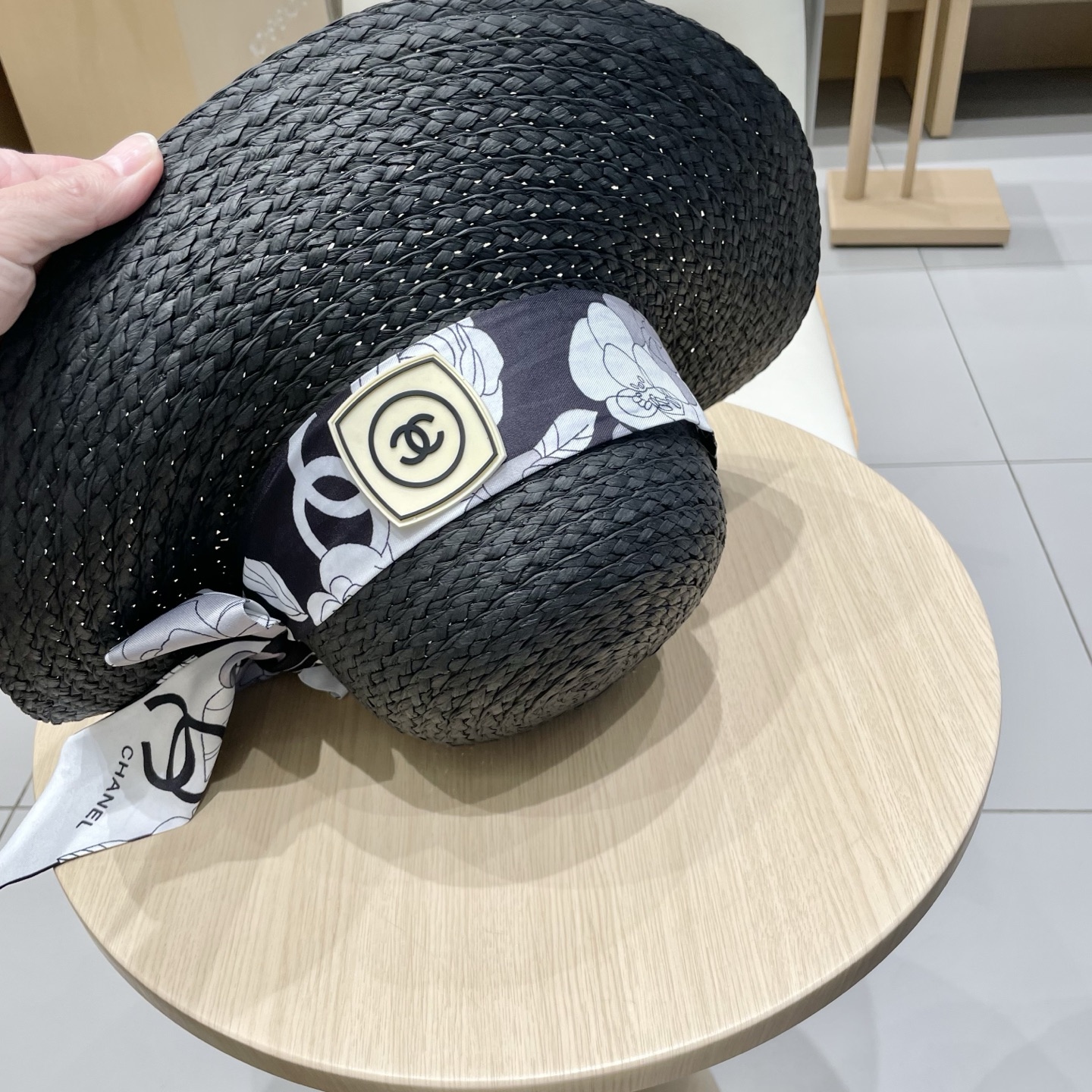  Chanel香奈儿草帽，丝带蝴蝶结盆帽，名媛风PP草帽，头围57c