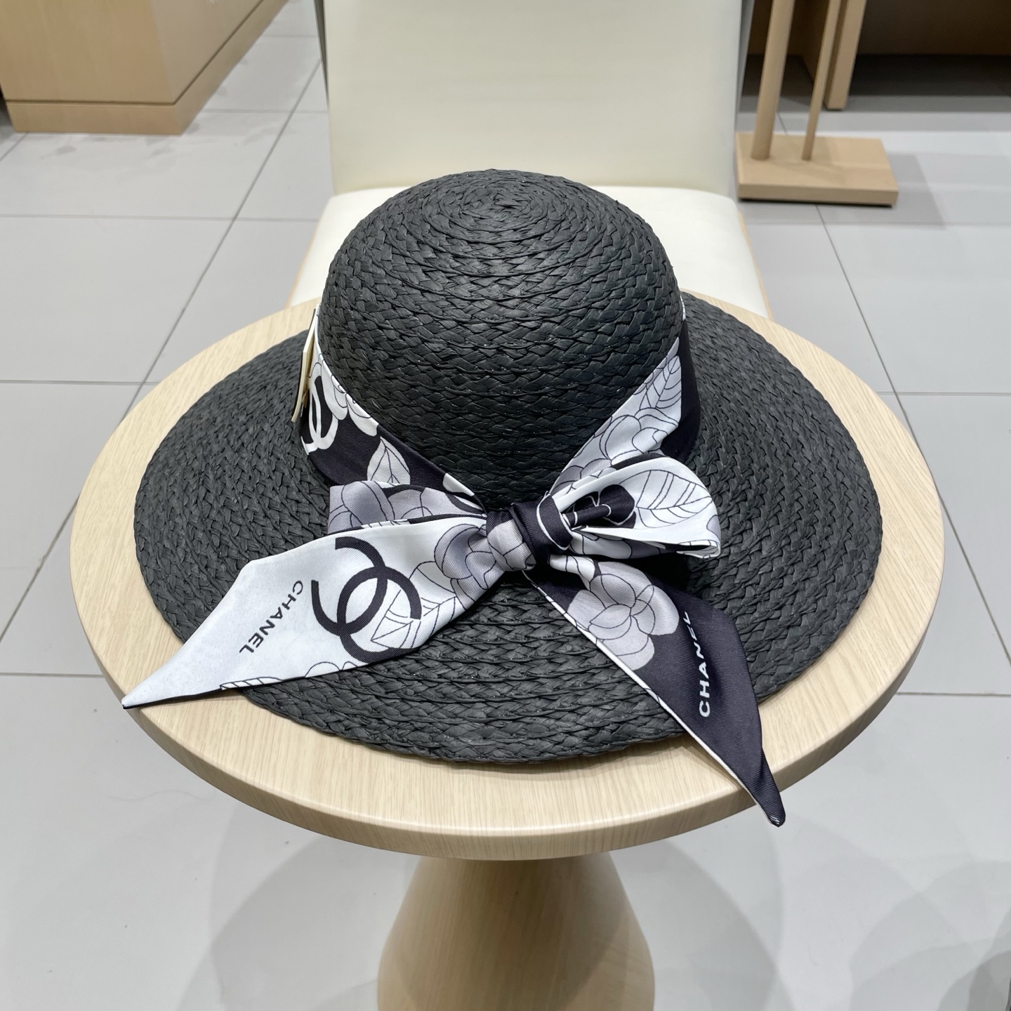  Chanel香奈儿草帽，丝带蝴蝶结盆帽，名媛风PP草帽，头围57c