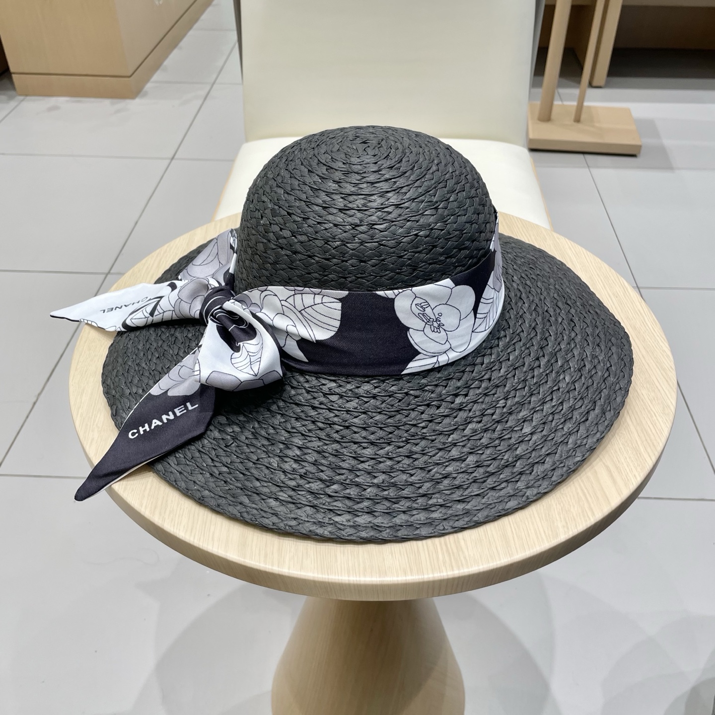  Chanel香奈儿草帽，丝带蝴蝶结盆帽，名媛风PP草帽，头围57c