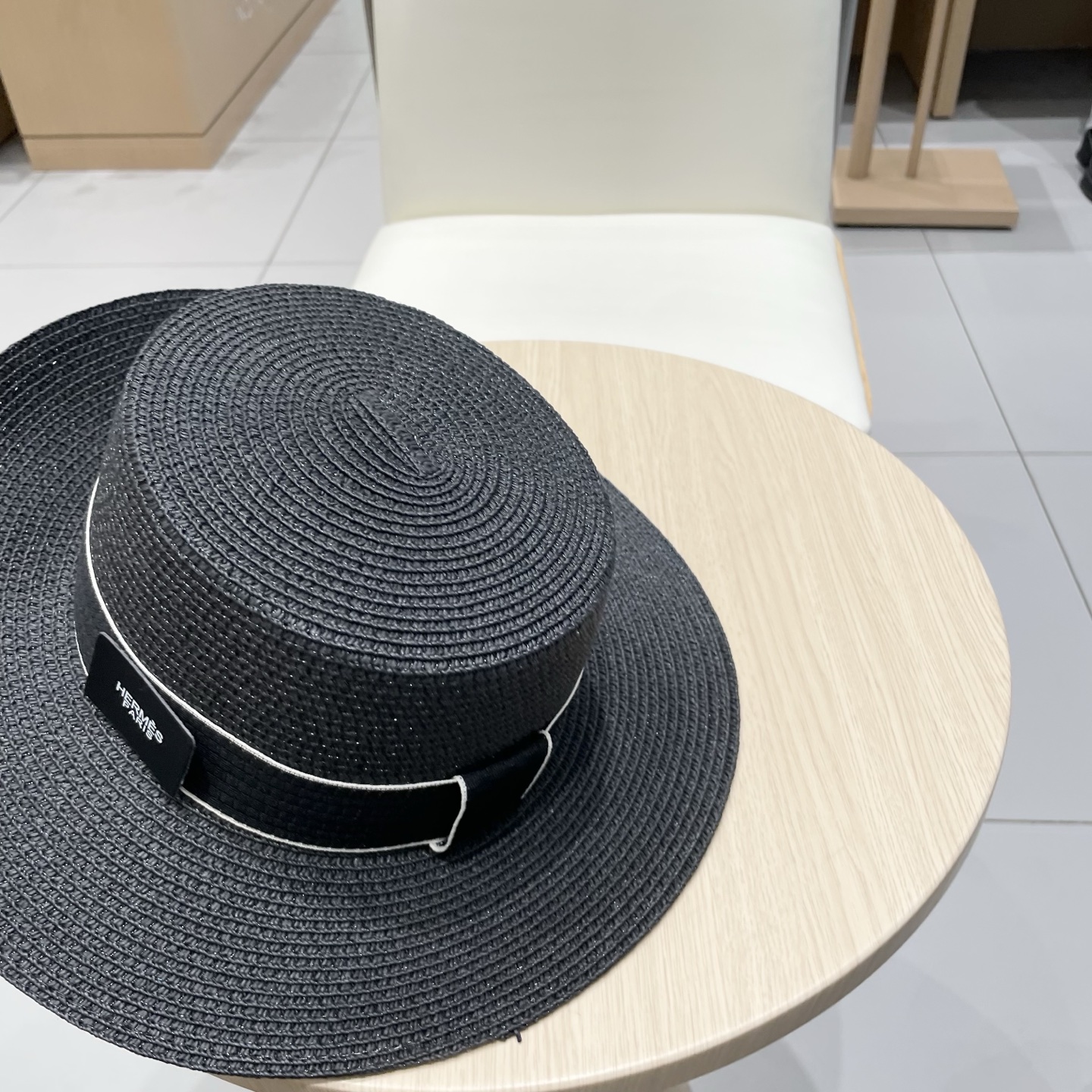  爱马仕新款草帽，平顶礼帽，头围57cm