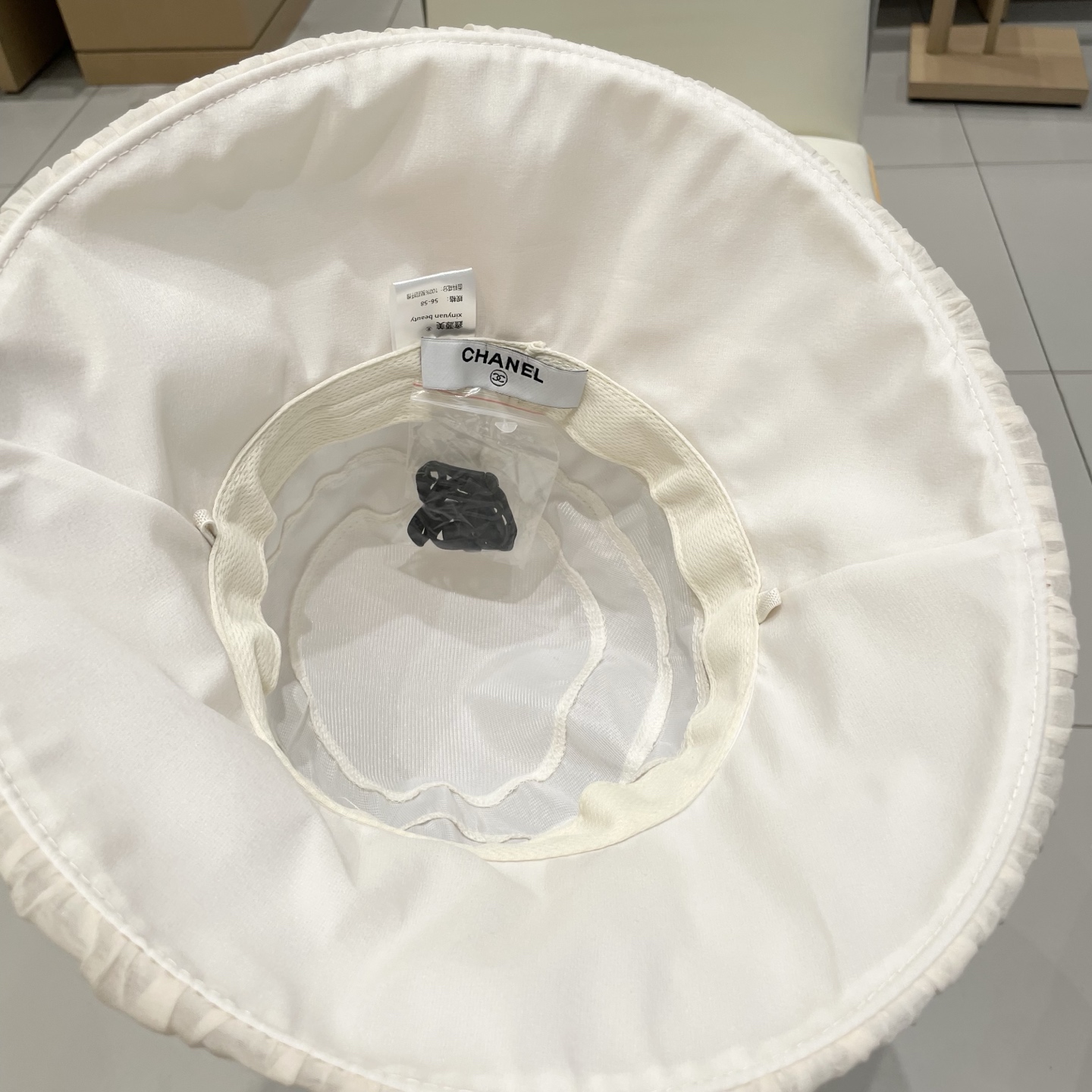  Chanel香奈儿春夏款时尚气质网纱遮阳帽女出游仙女帽大帽檐盆帽防晒遮阳太阳帽