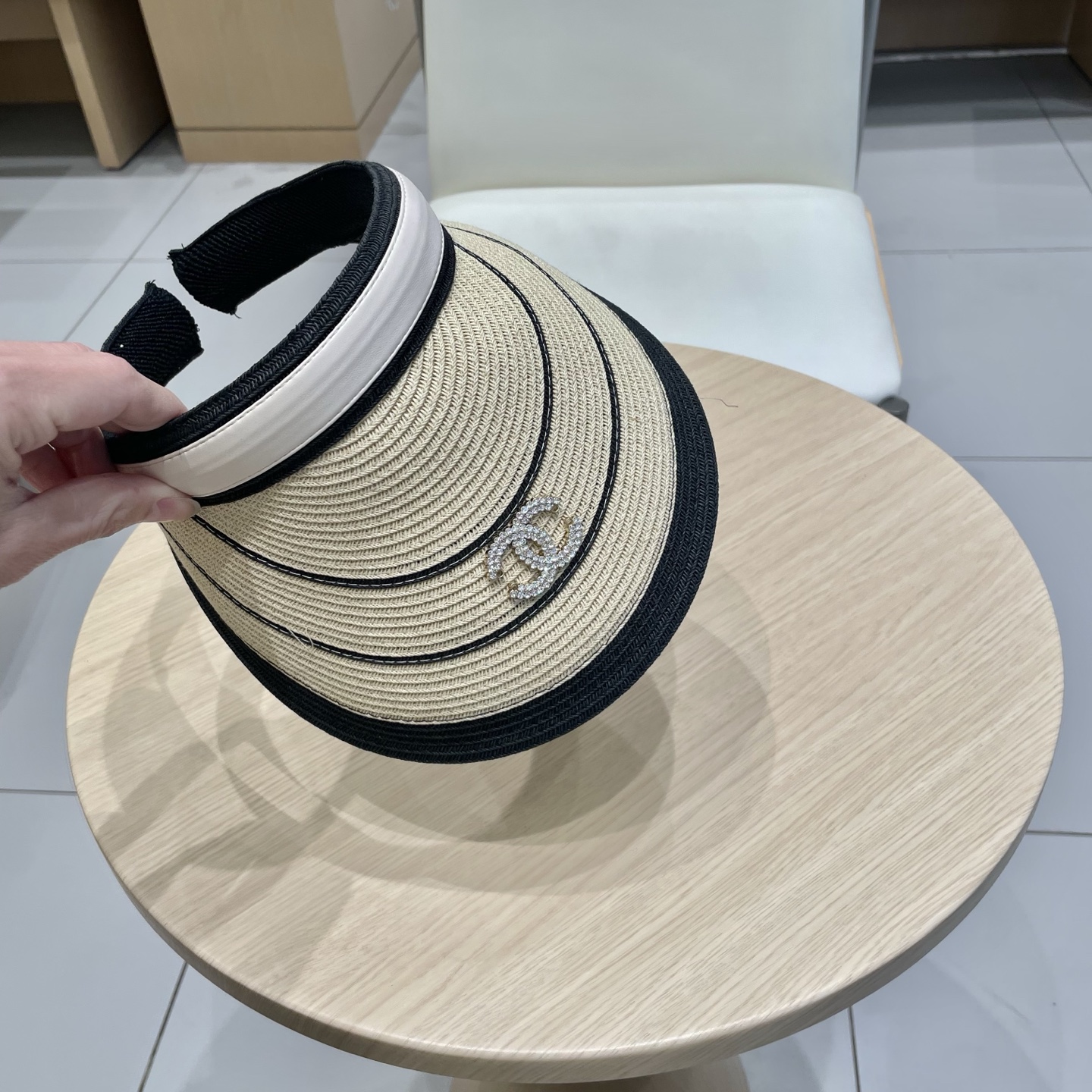  Chanel香奈儿空顶帽女2025夏季新款拼色细纸辫防晒帽遮阳逛街出游发箍帽子草帽