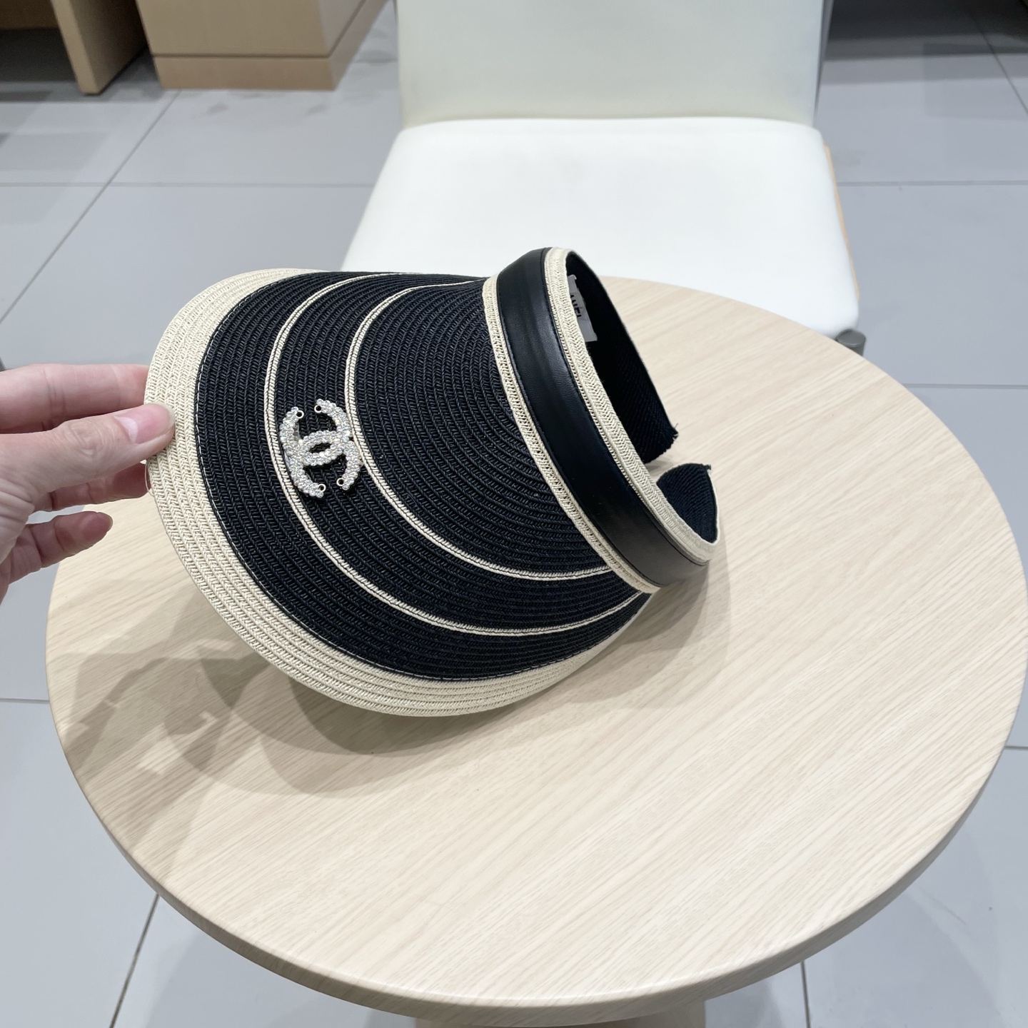  Chanel香奈儿空顶帽女2025夏季新款拼色细纸辫防晒帽遮阳逛街出游发箍帽子草帽