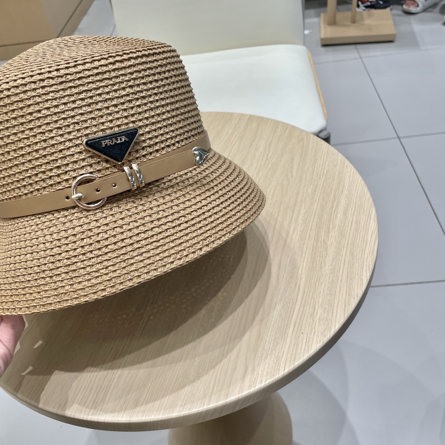  PRADA普拉达 草帽，名媛风盆帽，镂空高端定制，头围57cm