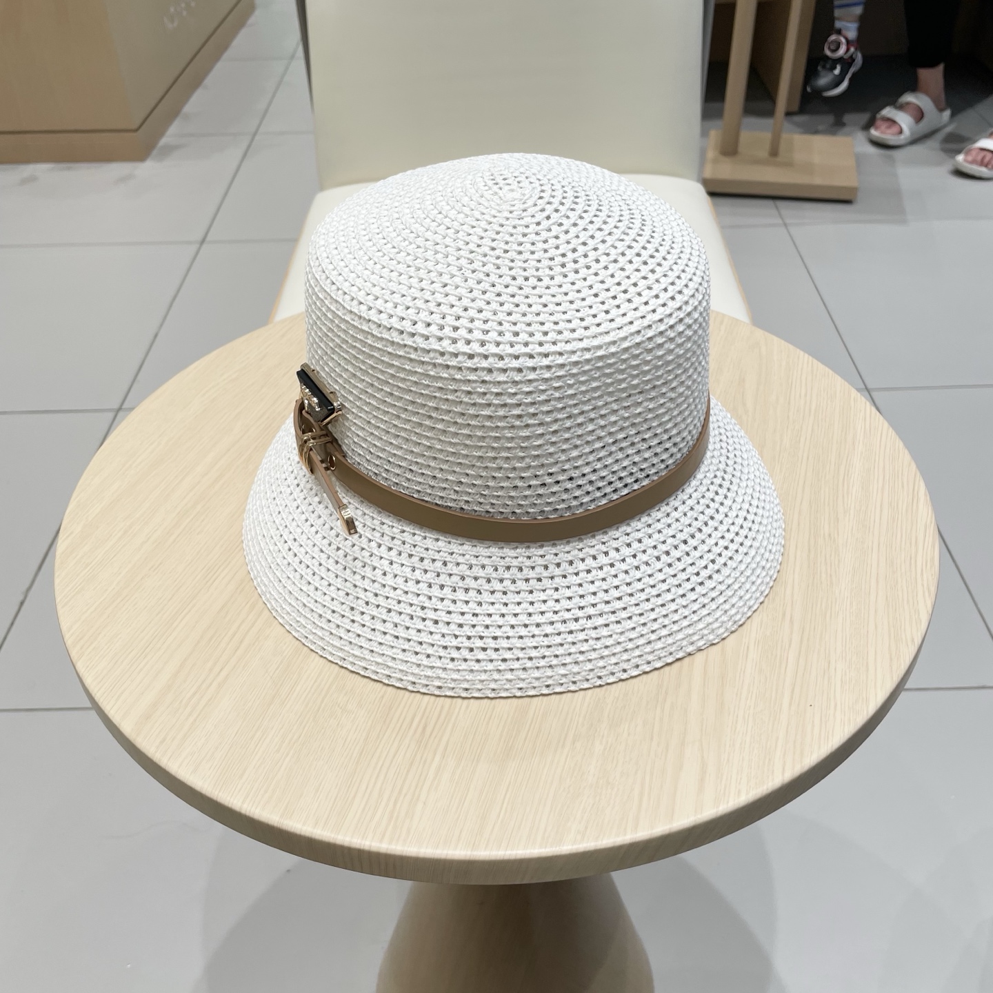  PRADA普拉达 草帽，名媛风盆帽，镂空高端定制，头围57cm