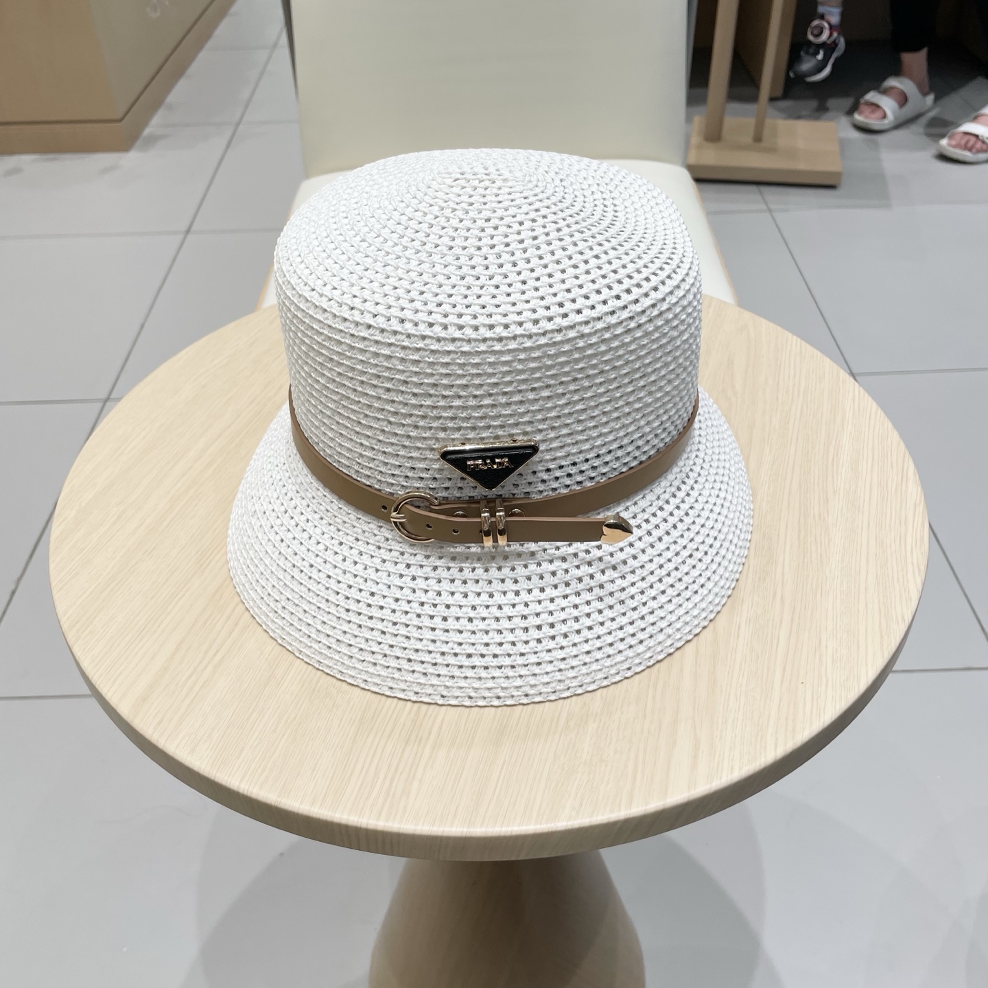  PRADA普拉达 草帽，名媛风盆帽，镂空高端定制，头围57cm