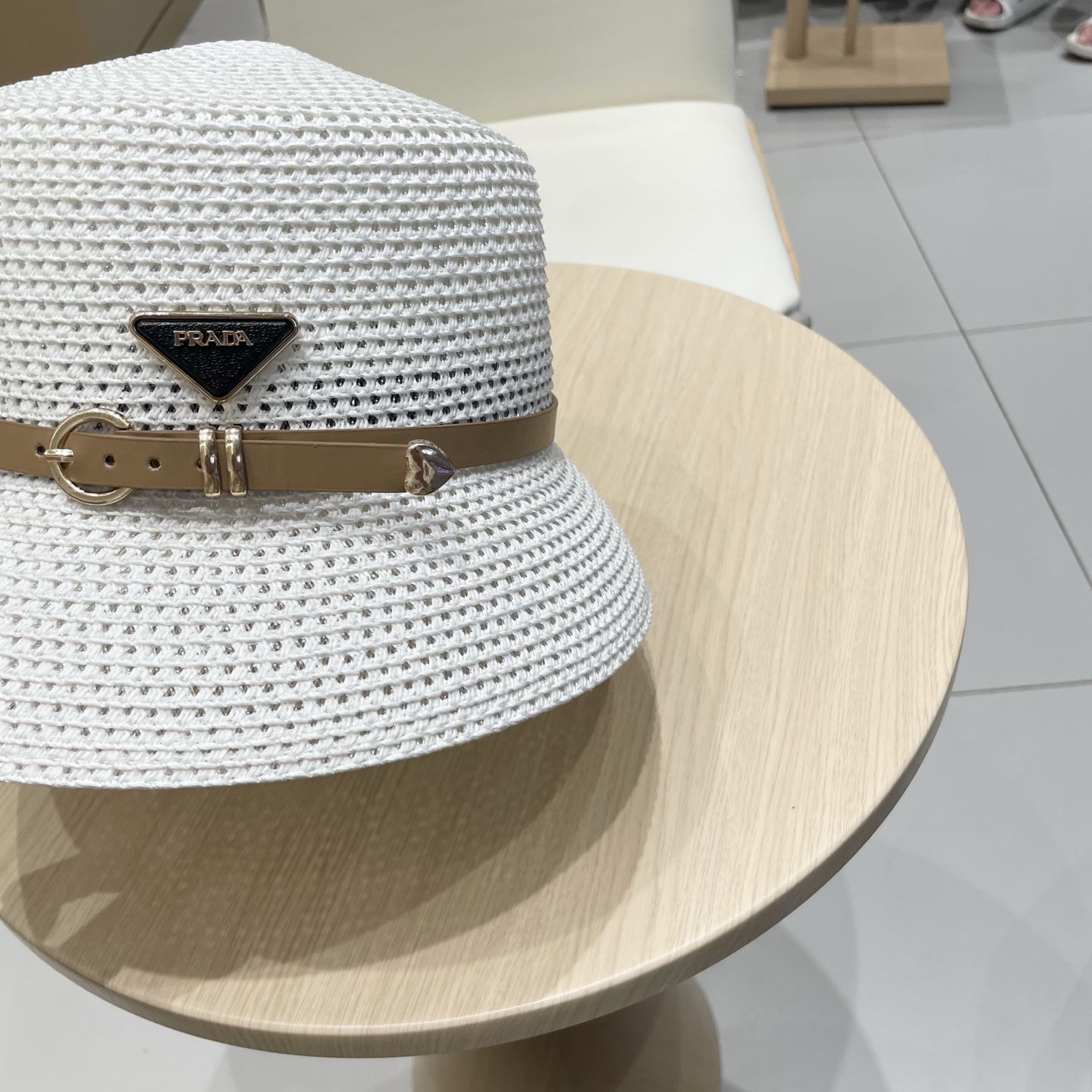  PRADA普拉达 草帽，名媛风盆帽，镂空高端定制，头围57cm