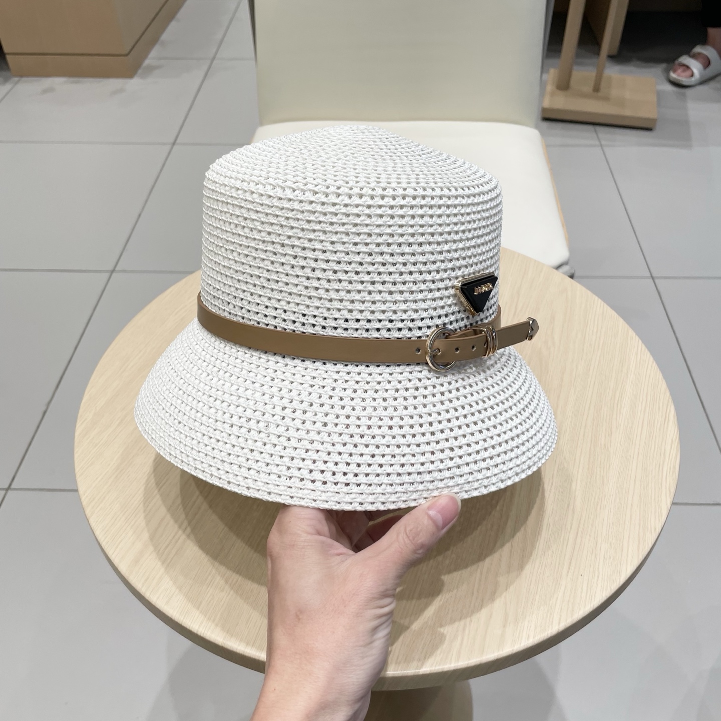  PRADA普拉达 草帽，名媛风盆帽，镂空高端定制，头围57cm