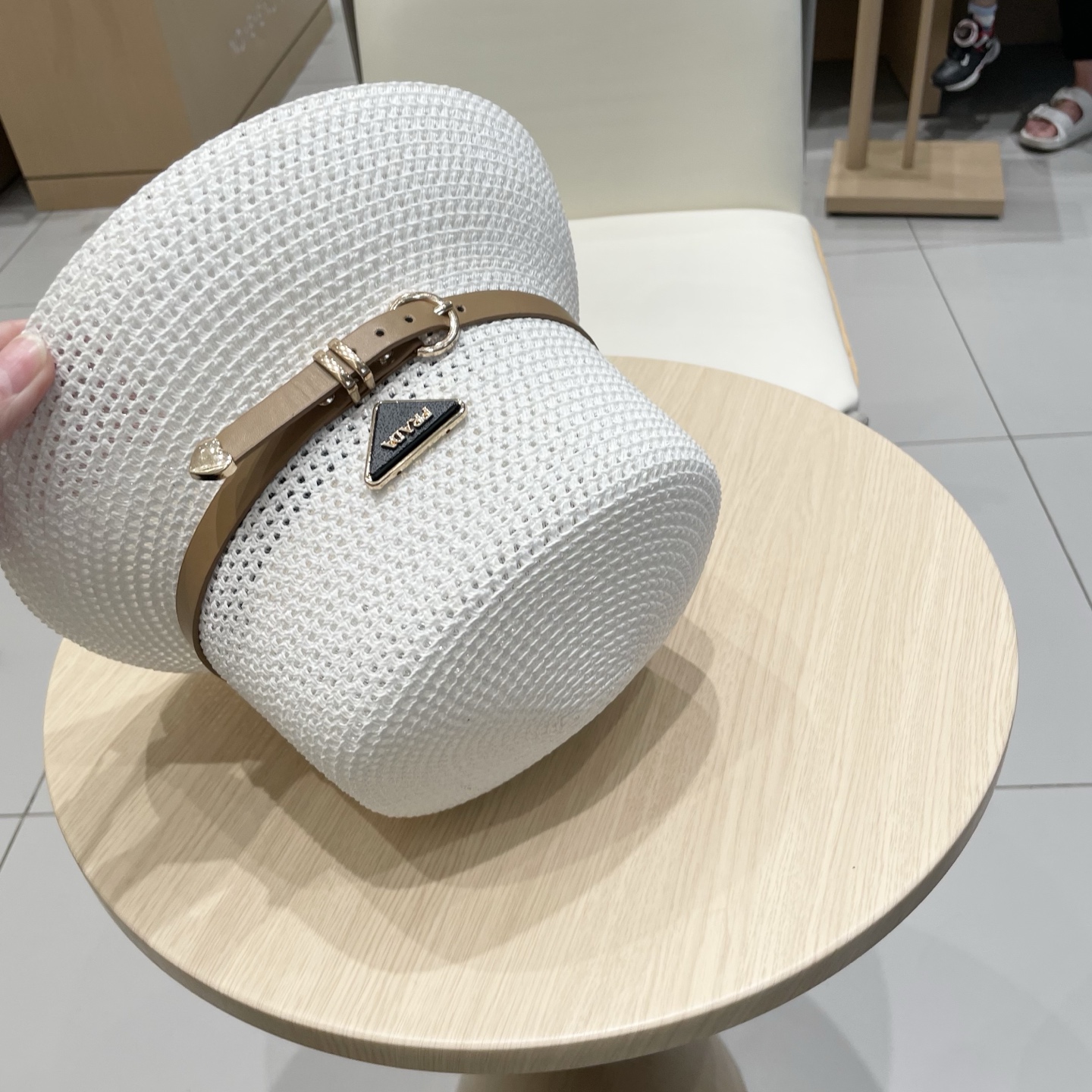  PRADA普拉达 草帽，名媛风盆帽，镂空高端定制，头围57cm