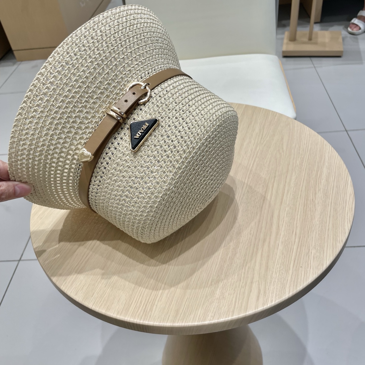  PRADA普拉达 草帽，名媛风盆帽，镂空高端定制，头围57cm