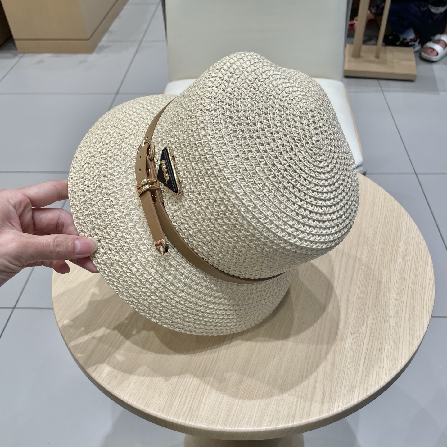  PRADA普拉达 草帽，名媛风盆帽，镂空高端定制，头围57cm