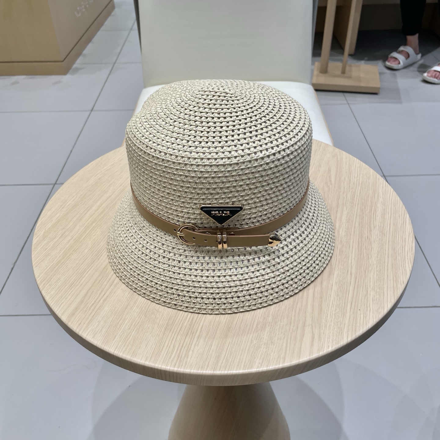  PRADA普拉达 草帽，名媛风盆帽，镂空高端定制，头围57cm