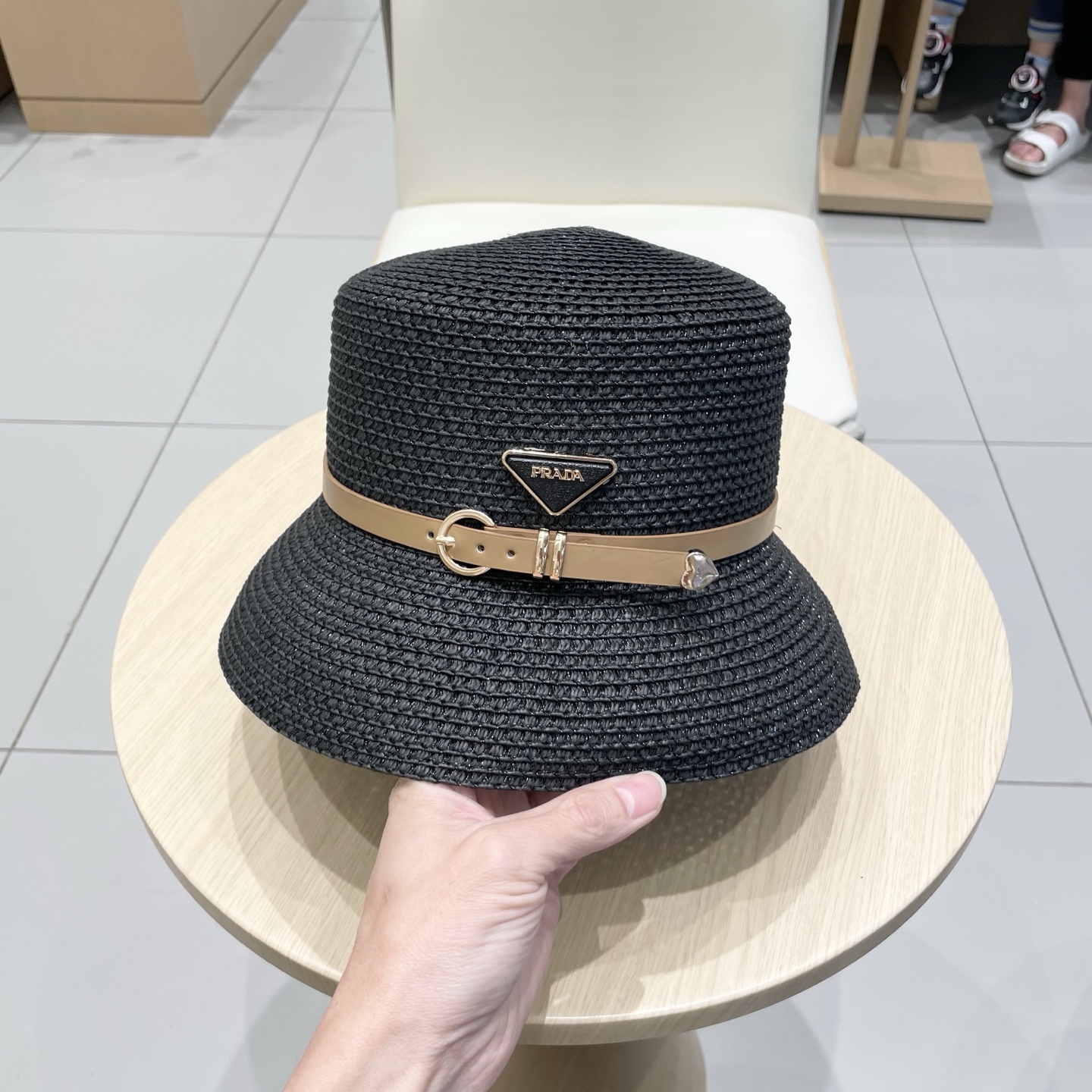  PRADA普拉达 草帽，名媛风盆帽，镂空高端定制，头围57cm
