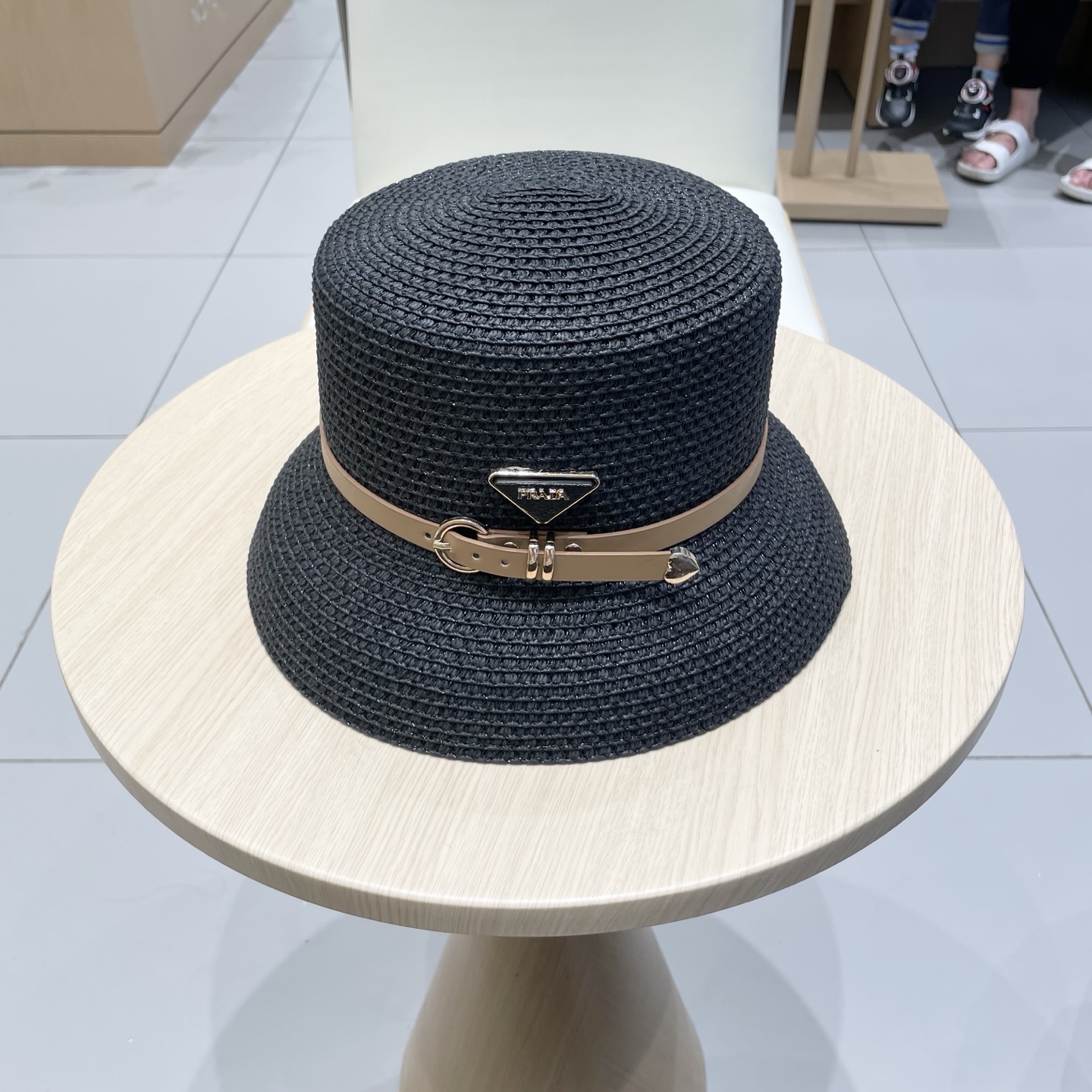  PRADA普拉达 草帽，名媛风盆帽，镂空高端定制，头围57cm