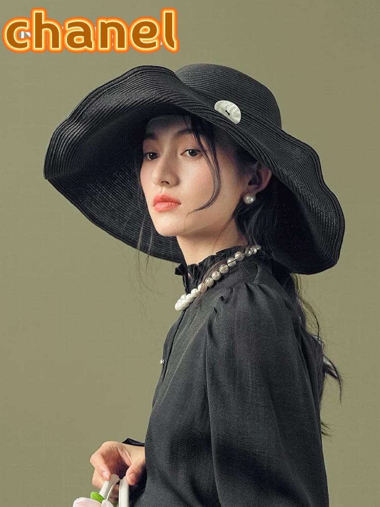 chanel香奈儿 2026新款草帽女海边大帽檐沙滩遮阳帽可折叠法式防晒帽子