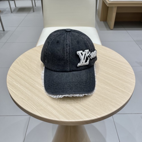 Louis Vuitton Baseball Cap - Premium Denim, Embroidered Logo, Unisex Style 1 Louis Vuitton Baseball Cap - Premium Denim, Embroidered Logo, Unisex Style