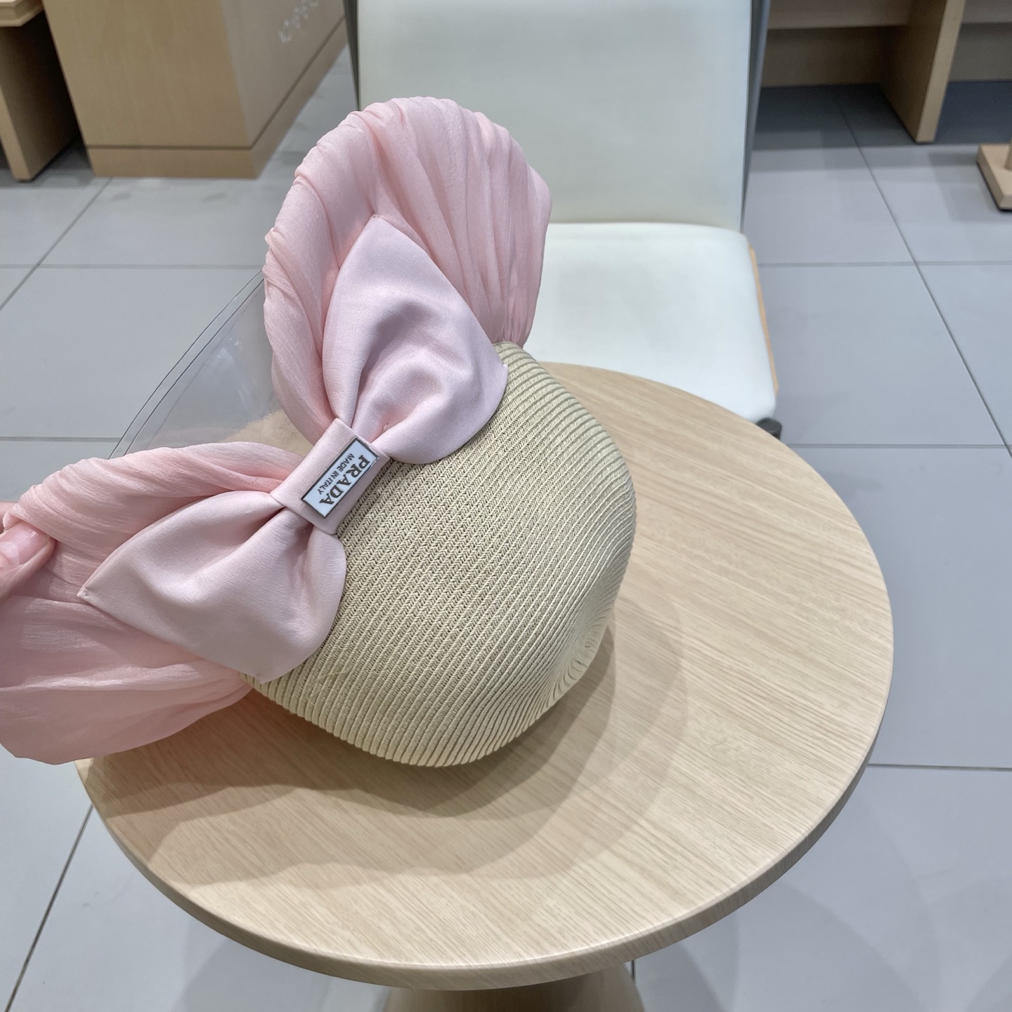 🆕rada普拉达布草拼接渔夫帽子女夏季草帽褶皱后开口蝴蝶结盆帽潮