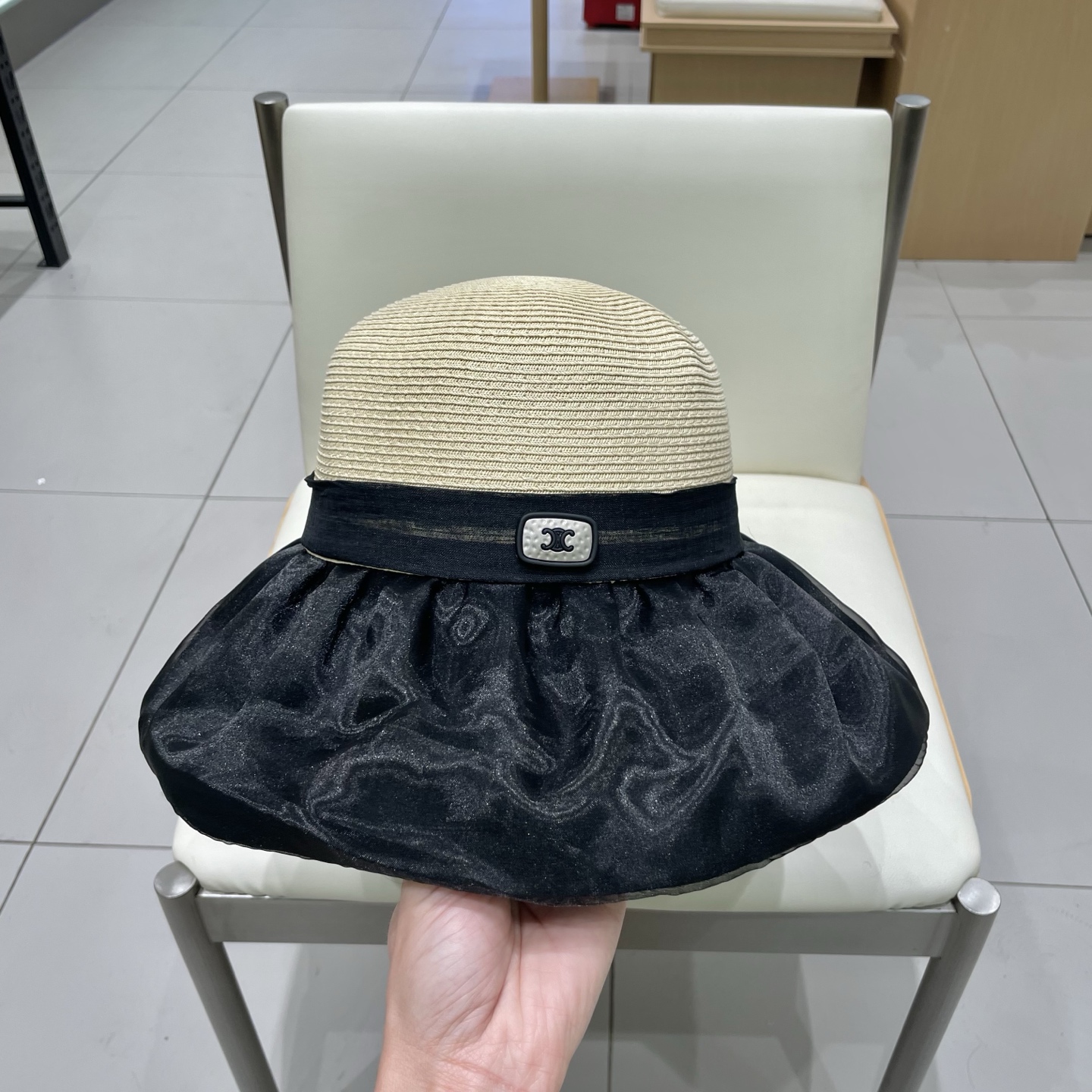  塞琳celien遮阳帽女出游度假防紫外线遮脸大檐渔夫帽新款夏天透气防晒太阳帽