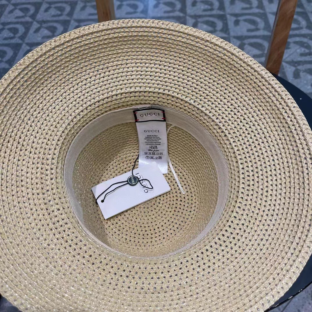   Gucci古奇2025新款草帽，名媛风遮阳帽，，旅游出街必备