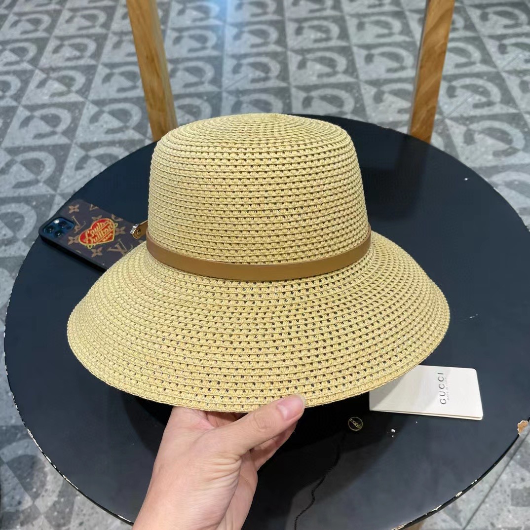   Gucci古奇2025新款草帽，名媛风遮阳帽，，旅游出街必备