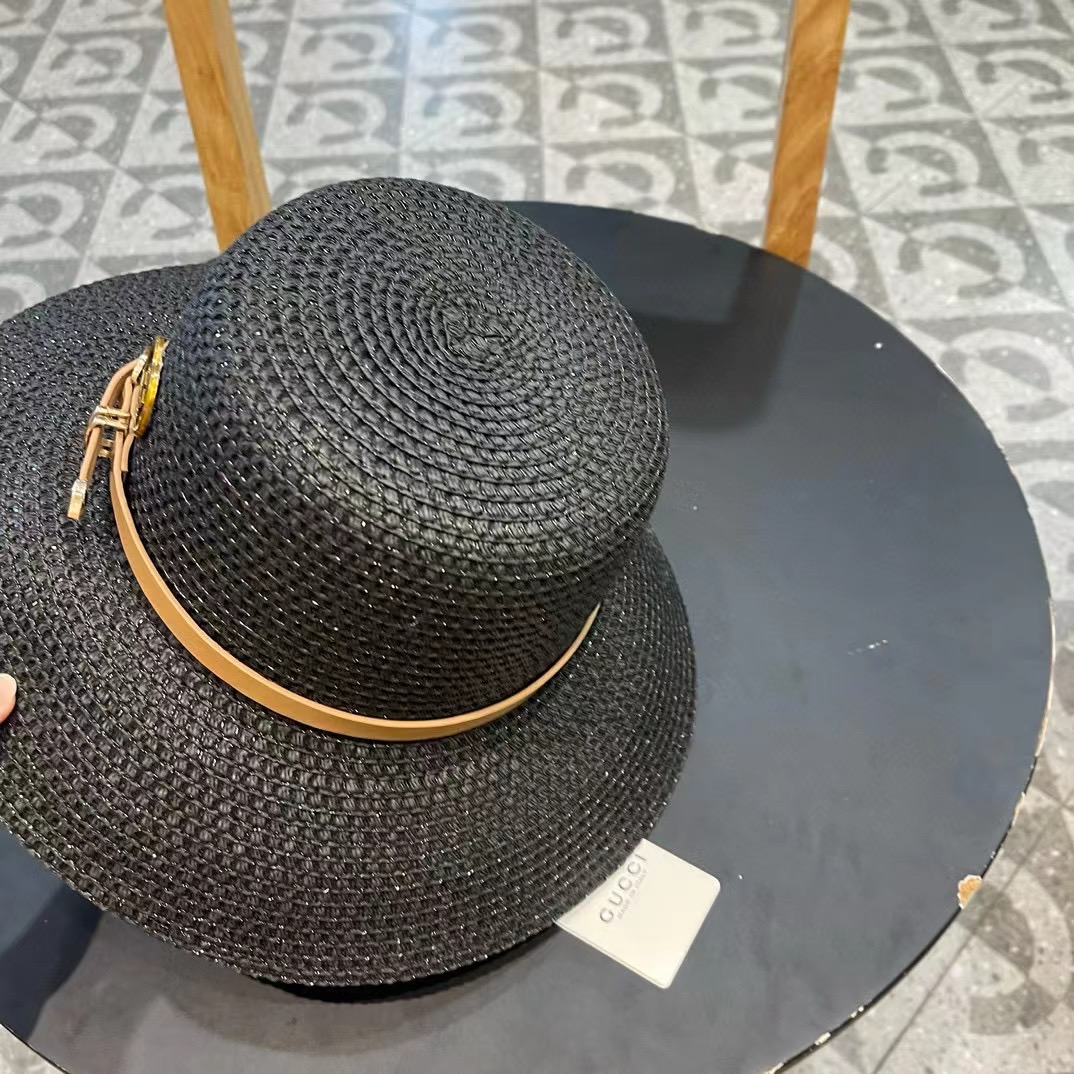   Gucci古奇2025新款草帽，名媛风遮阳帽，，旅游出街必备