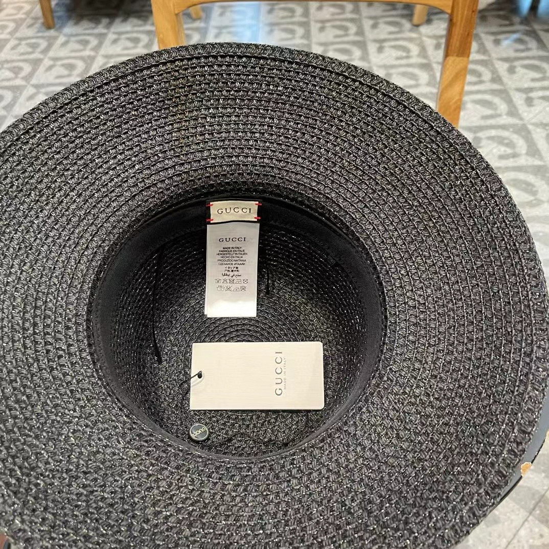   Gucci古奇2025新款草帽，名媛风遮阳帽，，旅游出街必备