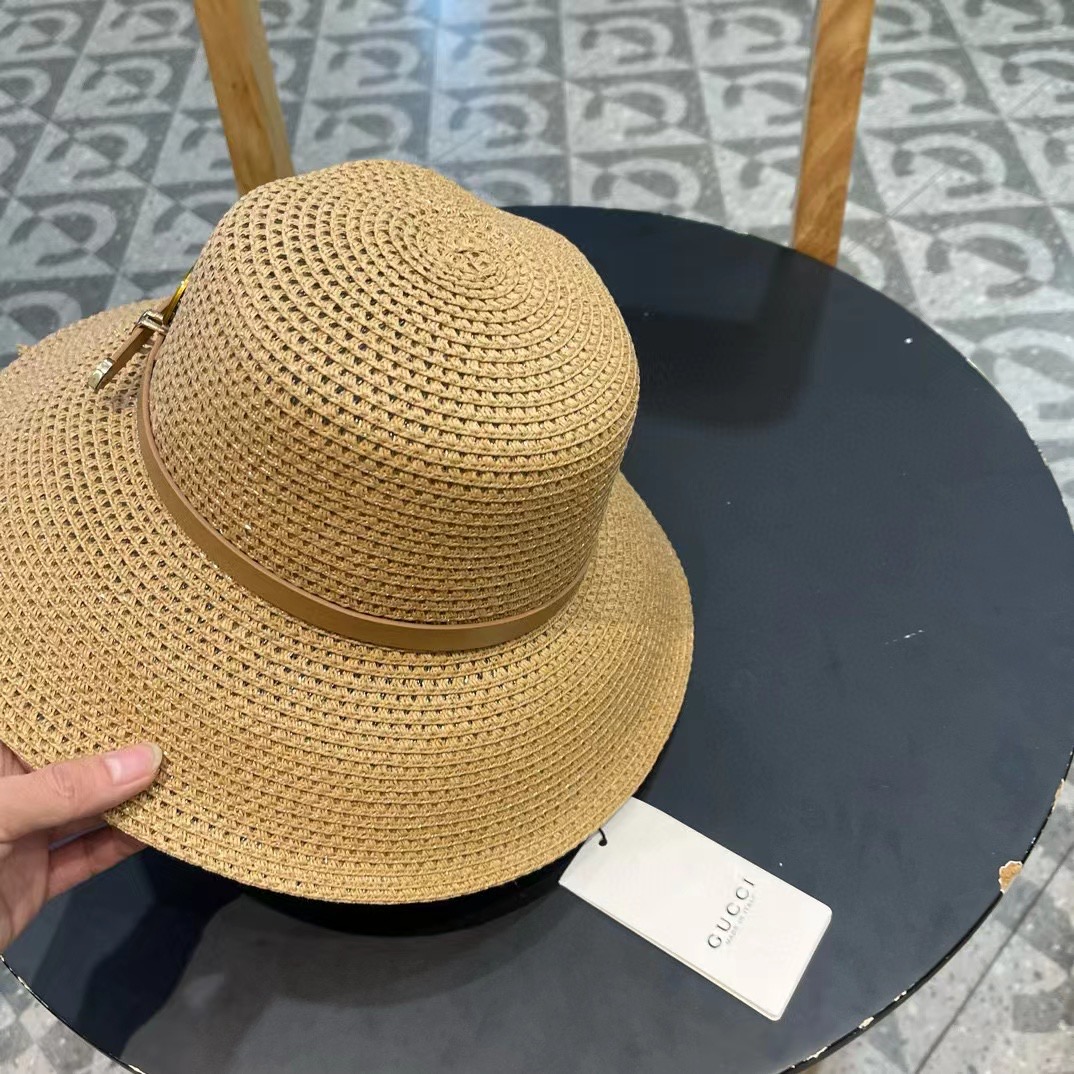   Gucci古奇2025新款草帽，名媛风遮阳帽，，旅游出街必备