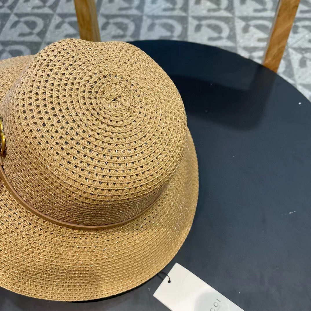   Gucci古奇2025新款草帽，名媛风遮阳帽，，旅游出街必备