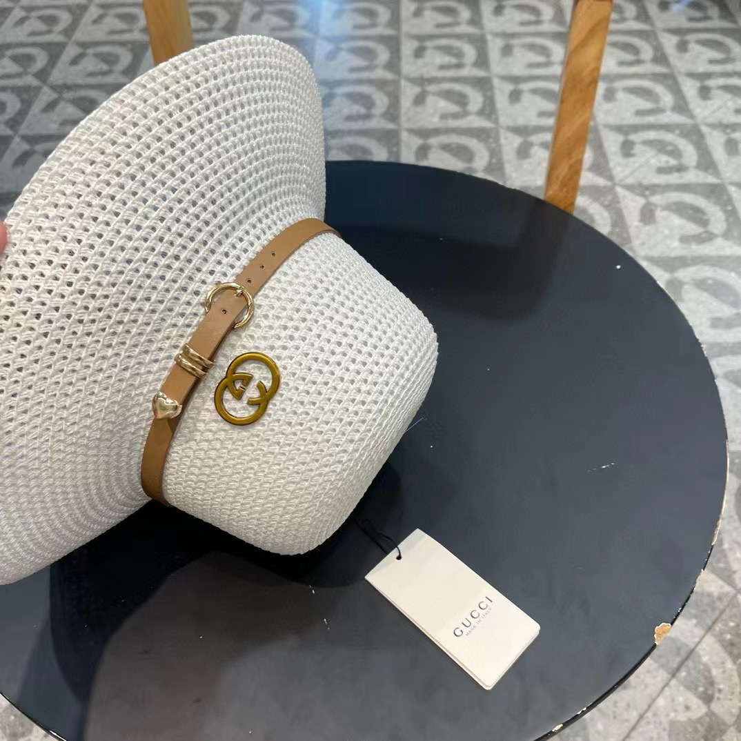   Gucci古奇2025新款草帽，名媛风遮阳帽，，旅游出街必备