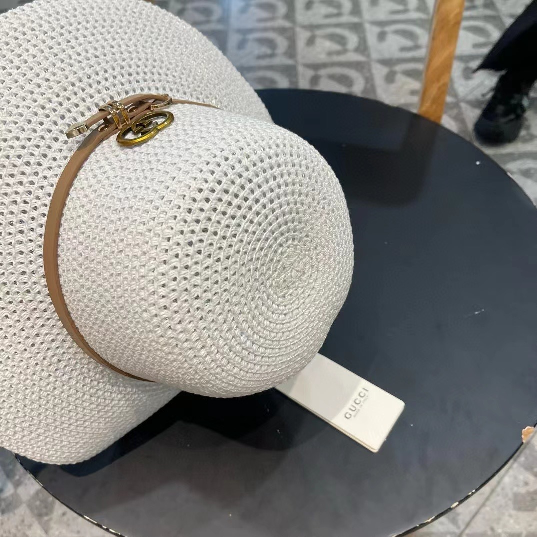   Gucci古奇2025新款草帽，名媛风遮阳帽，，旅游出街必备