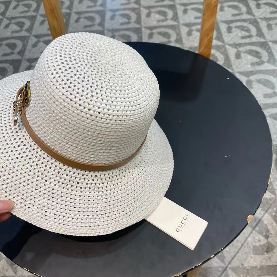   Gucci古奇2025新款草帽，名媛风遮阳帽，，旅游出街必备