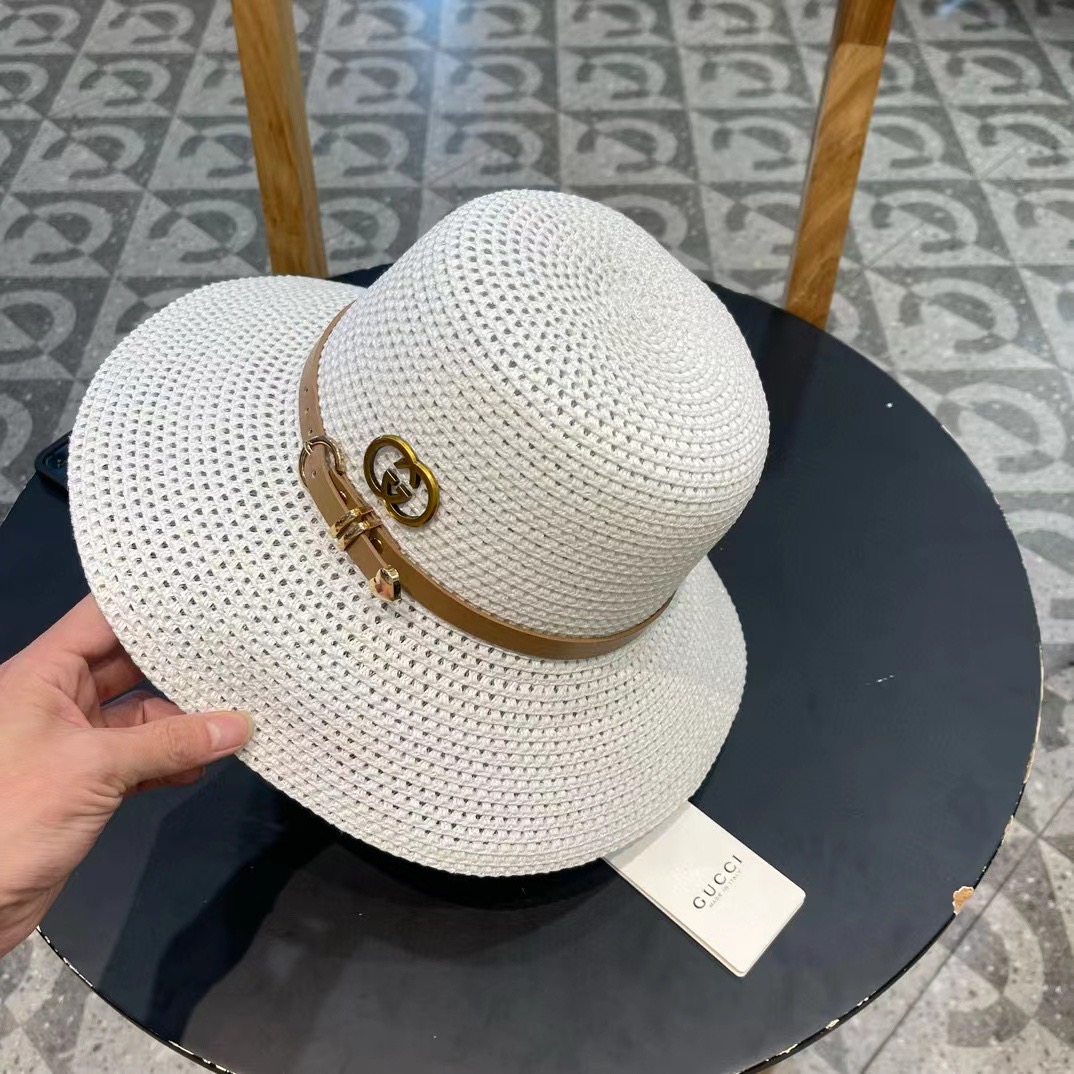   Gucci古奇2025新款草帽，名媛风遮阳帽，，旅游出街必备