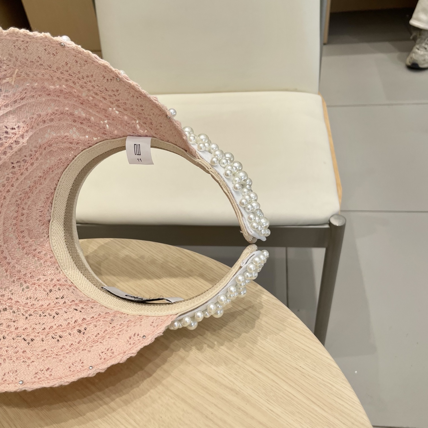  Chanel 网红ins手工珍珠遮阳草帽子夏天防晒遮阳空顶帽海边度假发夹帽潮