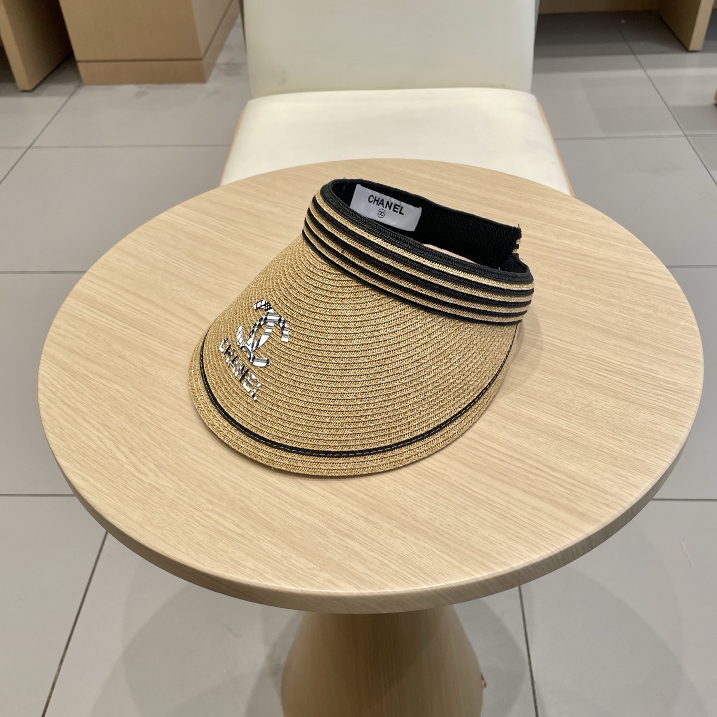  Chanel 韩国代购东大门新款夏季拉菲草编织空顶帽大檐出游遮阳防晒太阳帽