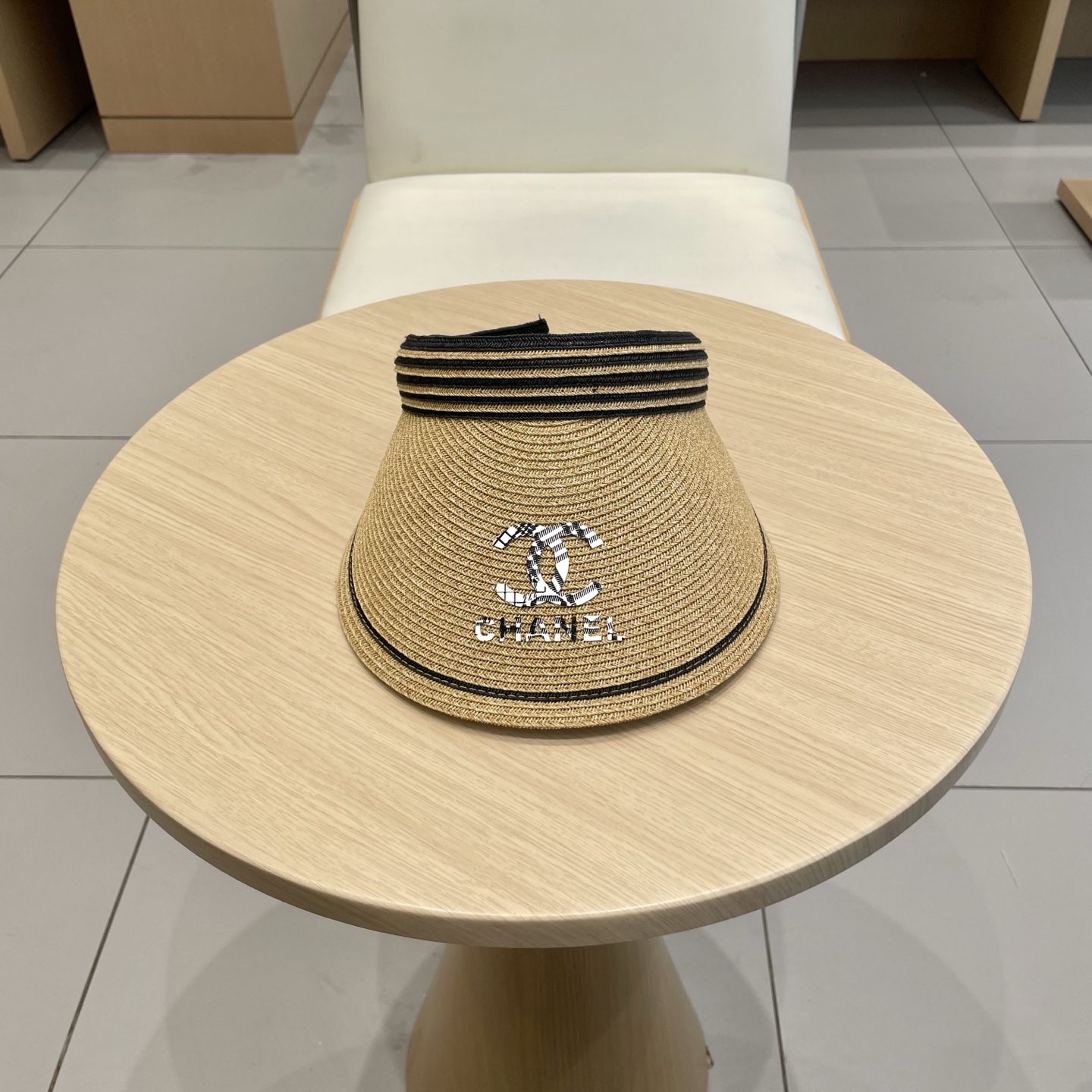  Chanel 韩国代购东大门新款夏季拉菲草编织空顶帽大檐出游遮阳防晒太阳帽